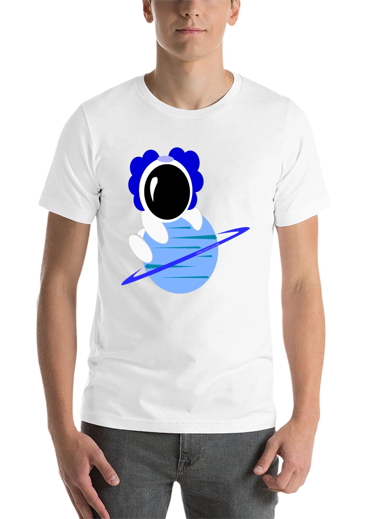 Black Astronaut on Planet Graphic T-Shirt view 14