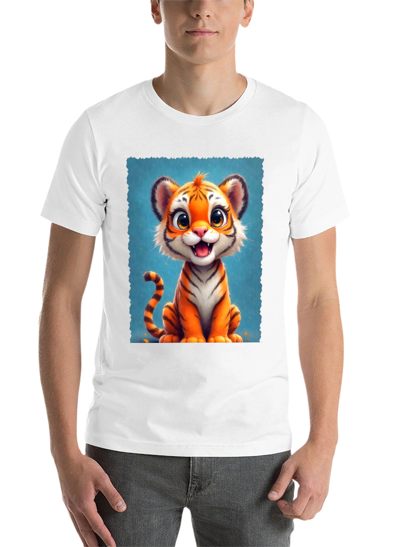 Black Cute Cartoon Tiger Graphic Tee view 14