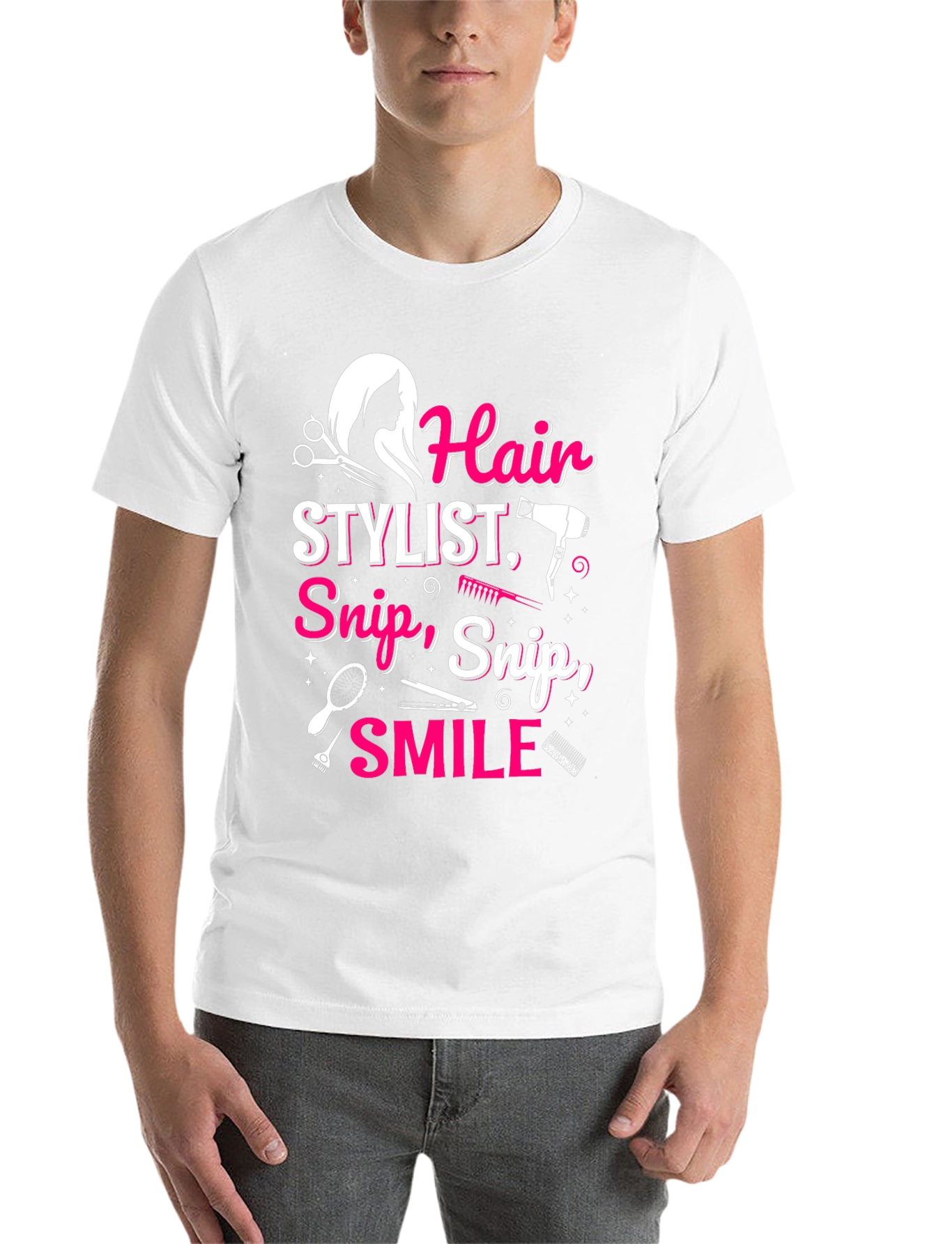 Black Hair Stylist T-Shirt - Snip, Snip, Smile! view 14
