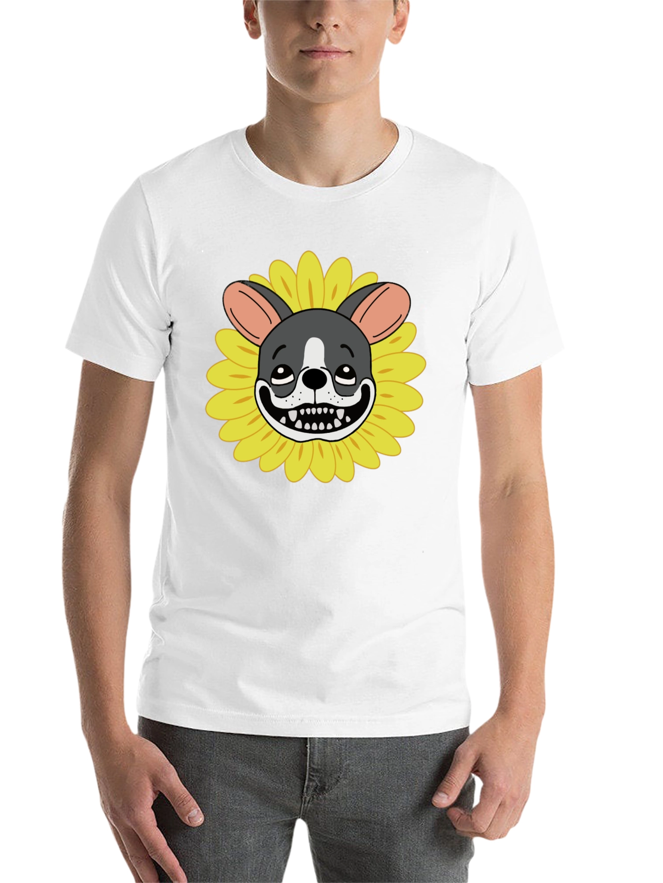 Black Dog Sunflower Graphic Tee - Quirky Unisex T-Shirt view 14