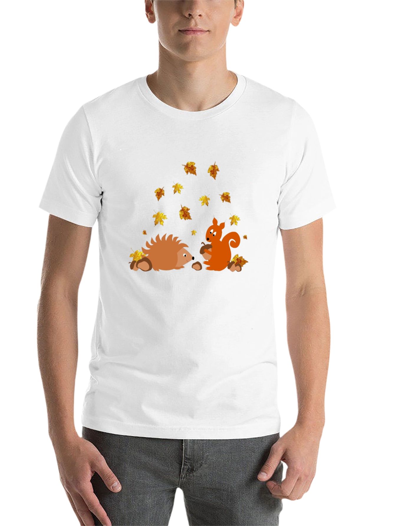 Black Autumn Friends Graphic Tee - Hedgehog & Squirrel view 14