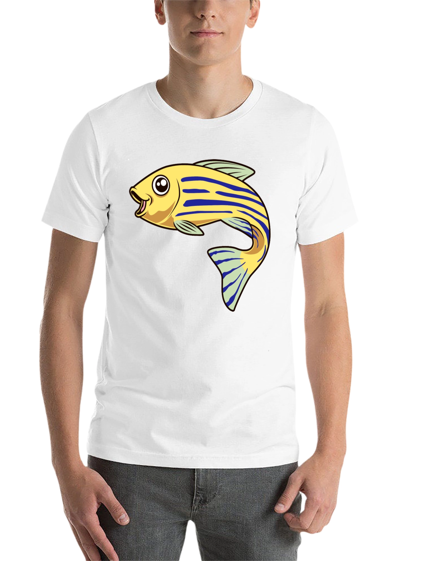 Black Cartoon Fish Graphic Tee - Black view 14