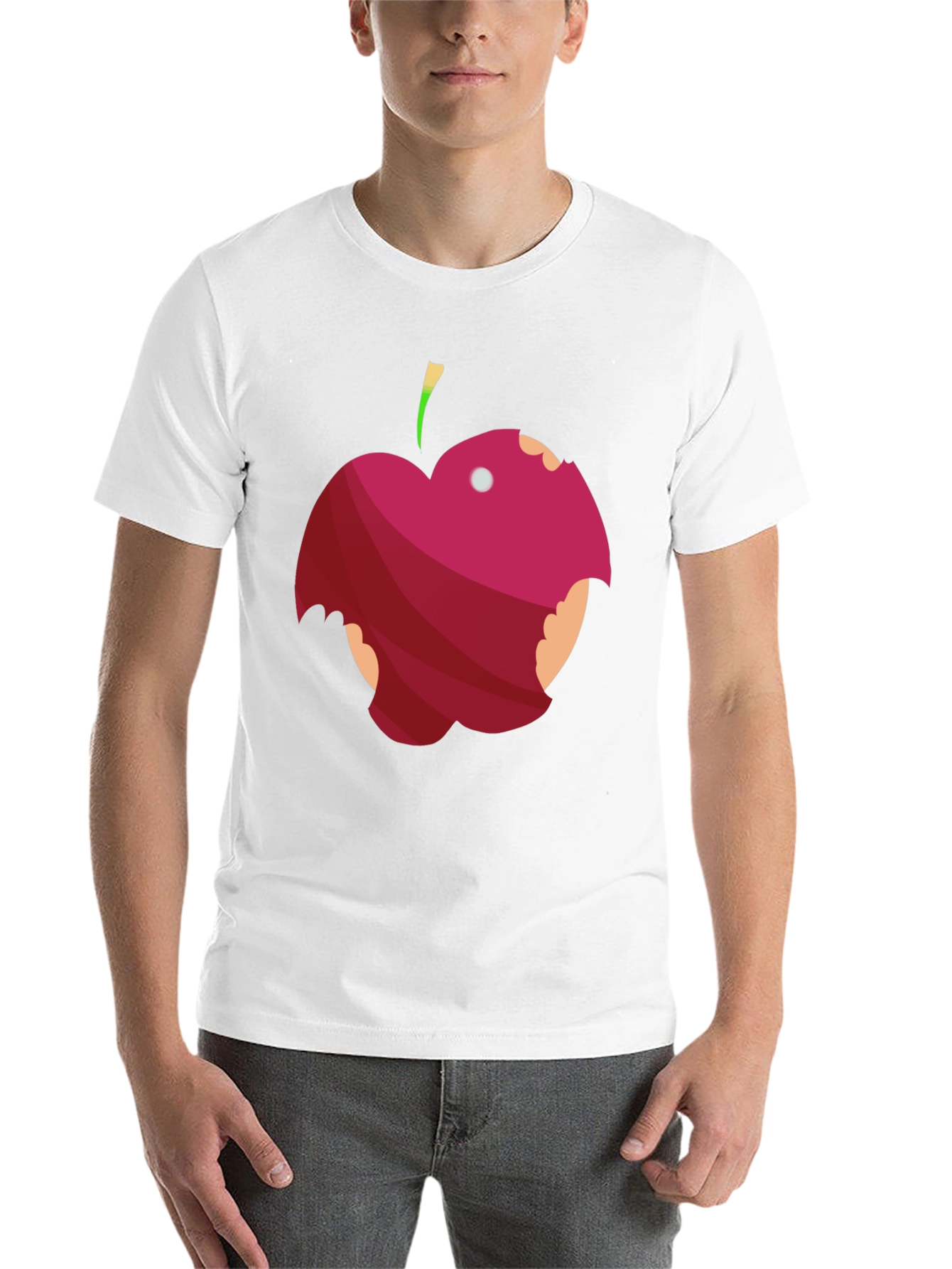 Black Bitten Apple Graphic Tee - Funny Fruit T-Shirt view 14