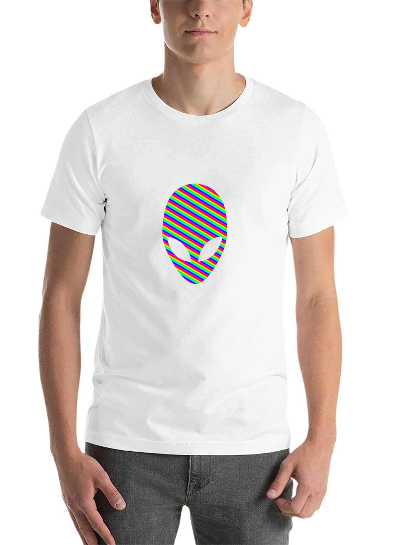 Black Rainbow Alien Head Graphic Tee - Black view 14