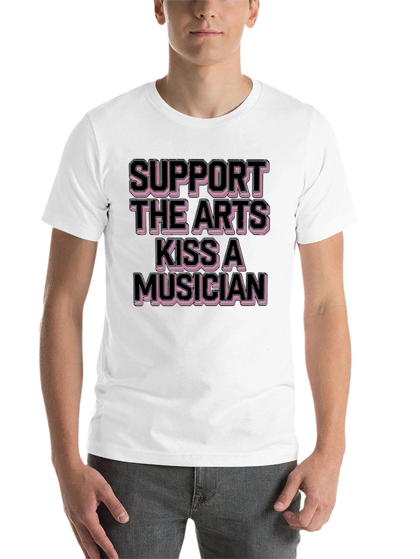 Black Support The Arts Kiss A Musician Black T-Shirt view 14