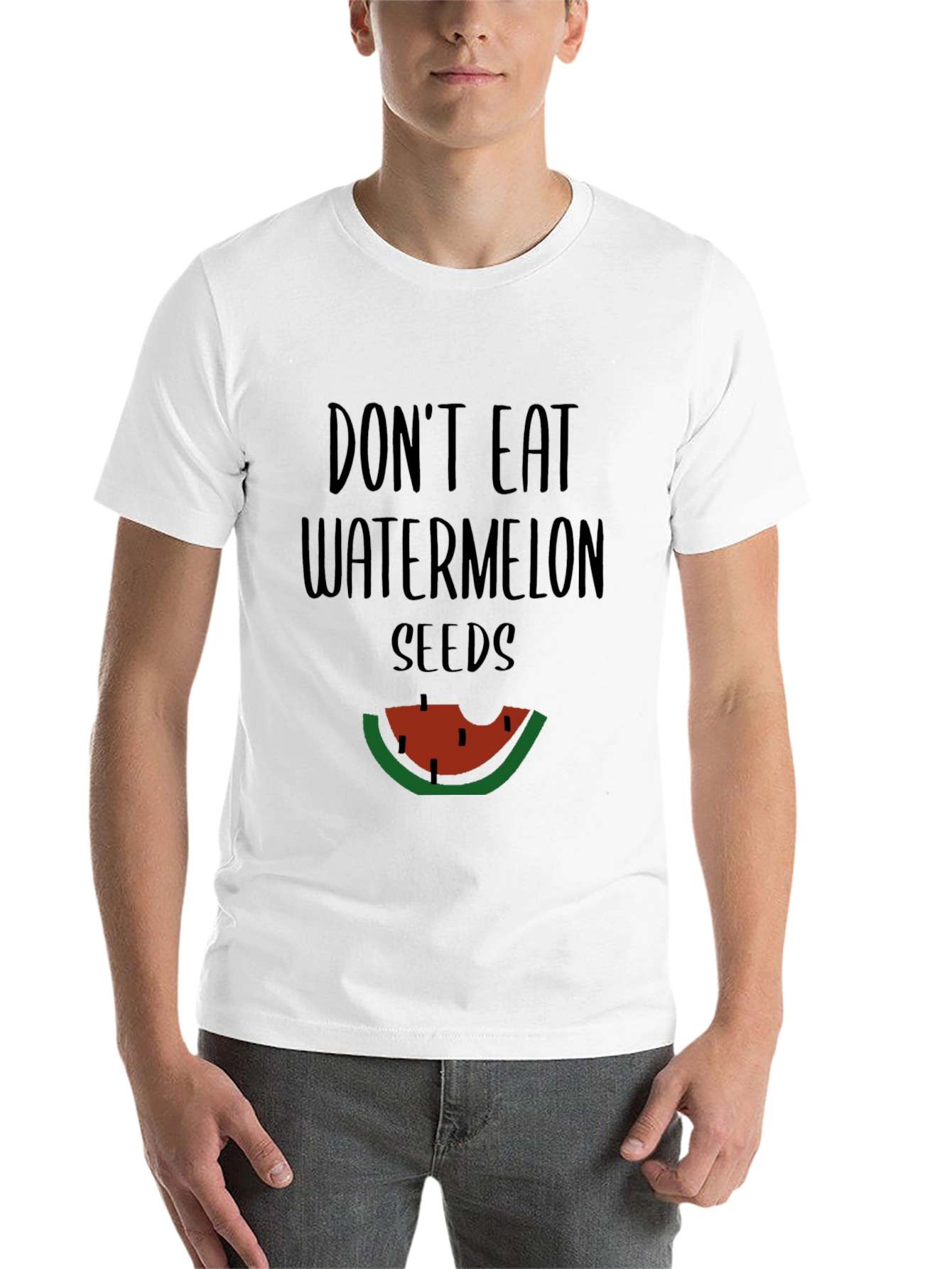 Black Funny Don't Eat Watermelon Seeds Graphic Tee view 14