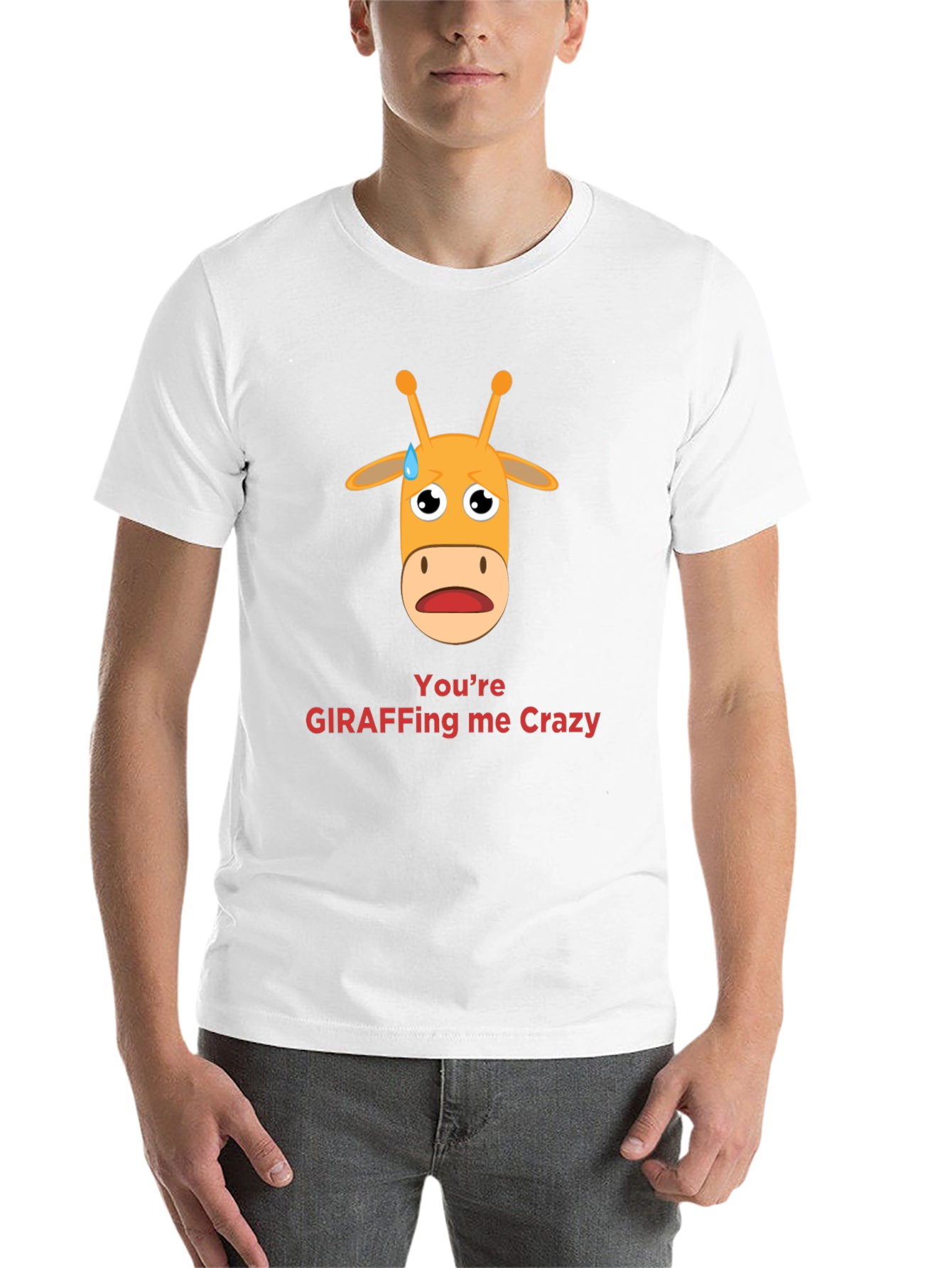 Black Giraffe Crazy Graphic Tee - Funny Animal Pun T-Shirt view 14