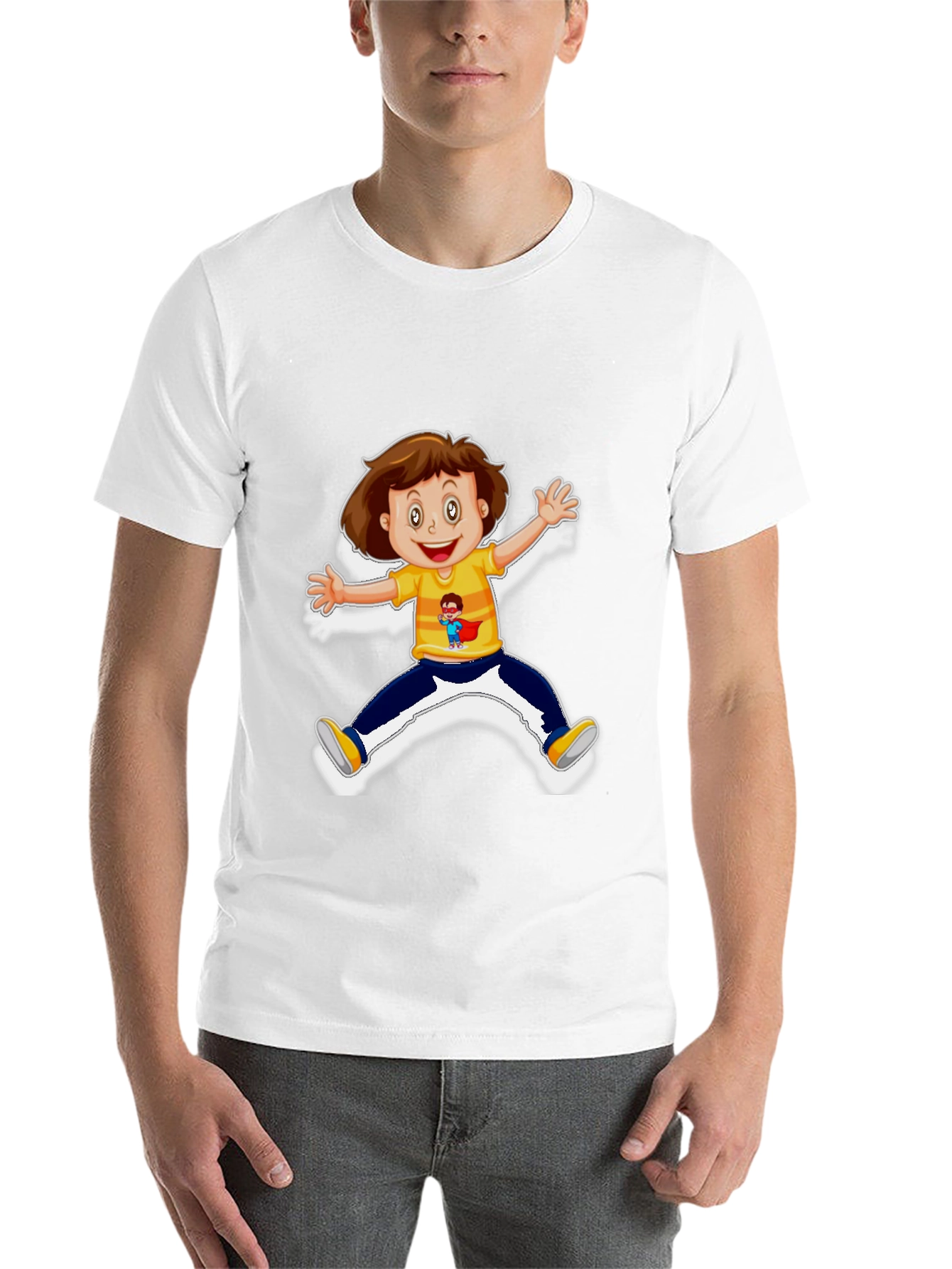 Black Cartoon Kid Graphic Black T-Shirt view 14