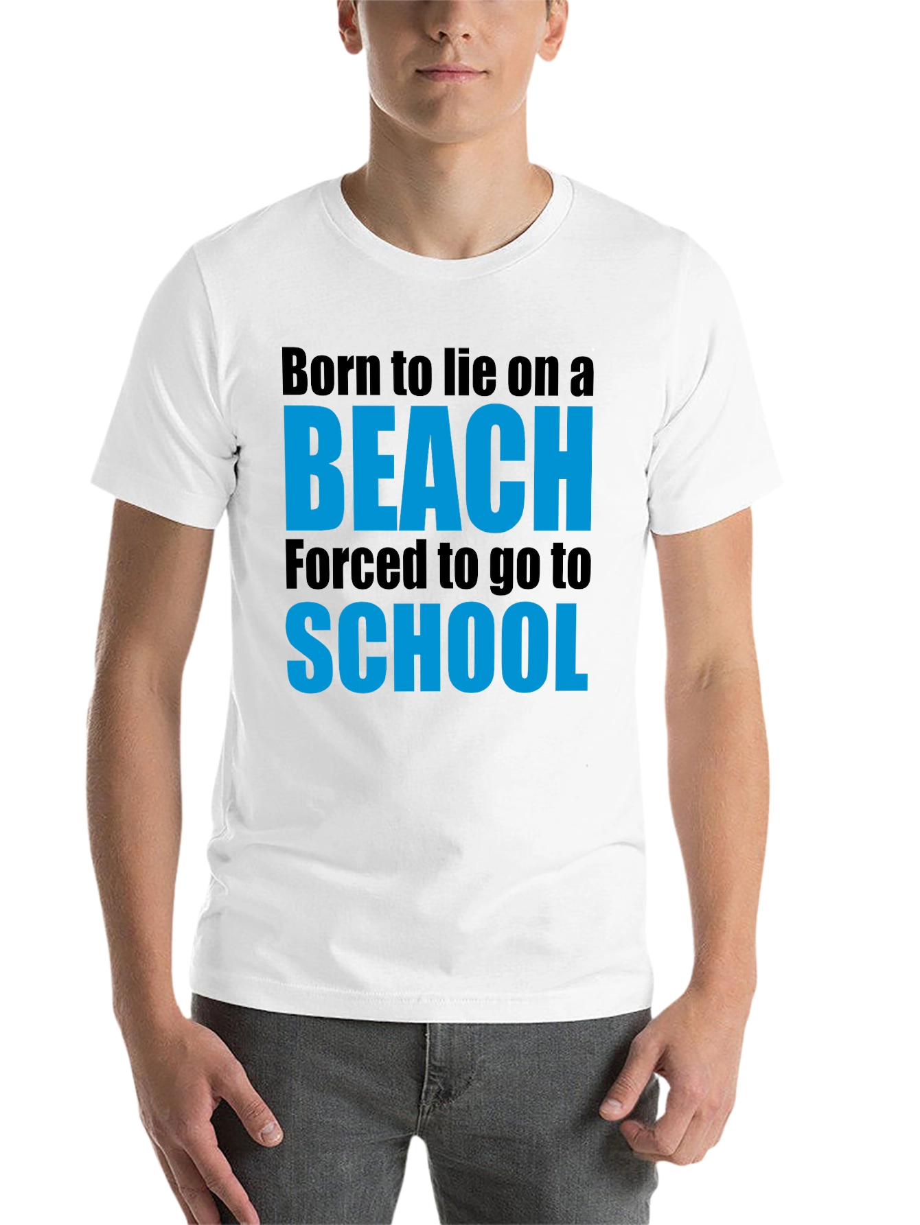 Black Born to Beach Funny Graphic T-Shirt view 14