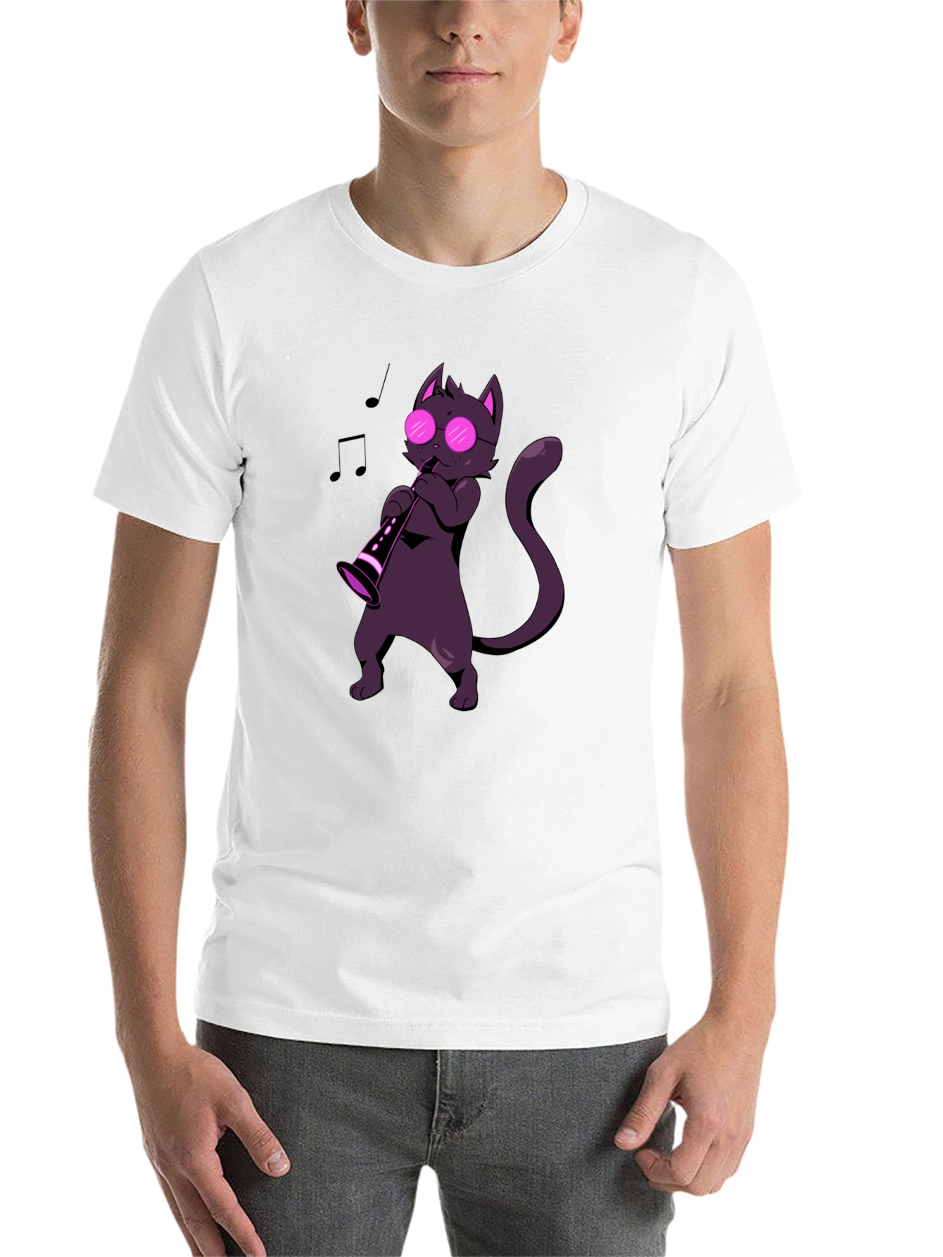 Black Cat Saxophone Player Graphic Tee - Music Lover Shirt view 14
