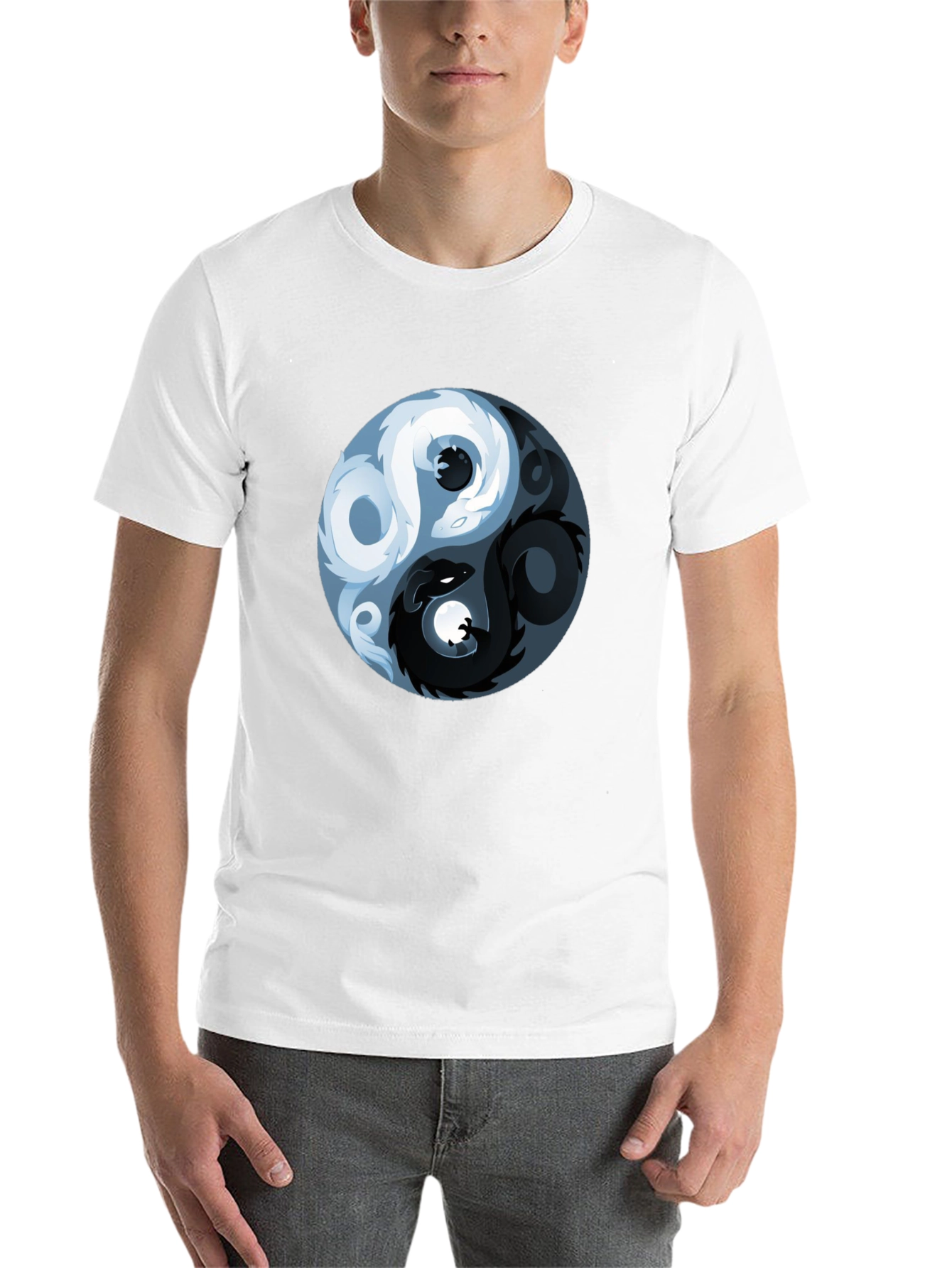 Black Yin Yang Dragon Graphic T-Shirt view 14