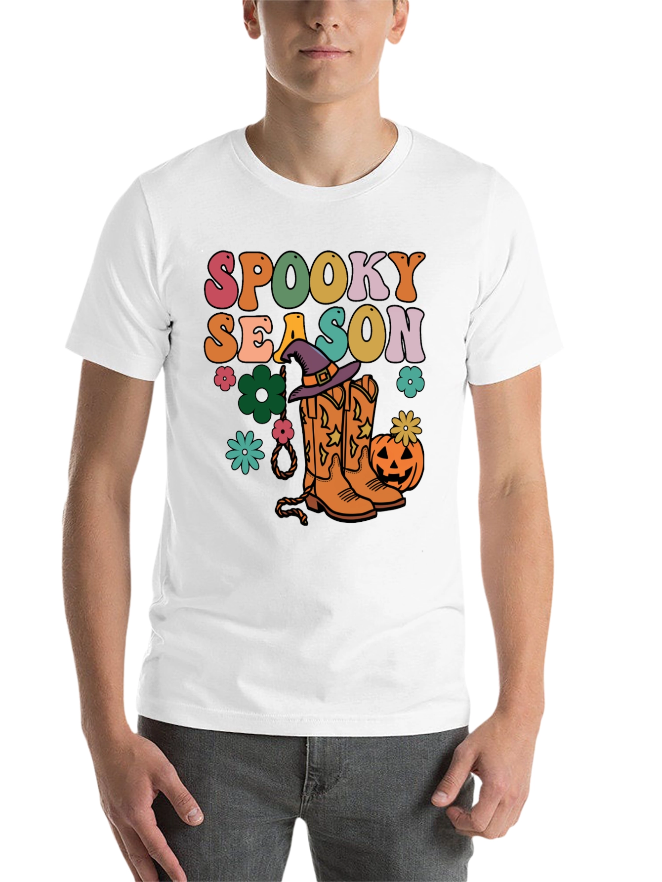 Black Spooky Season Retro Halloween T-Shirt view 14