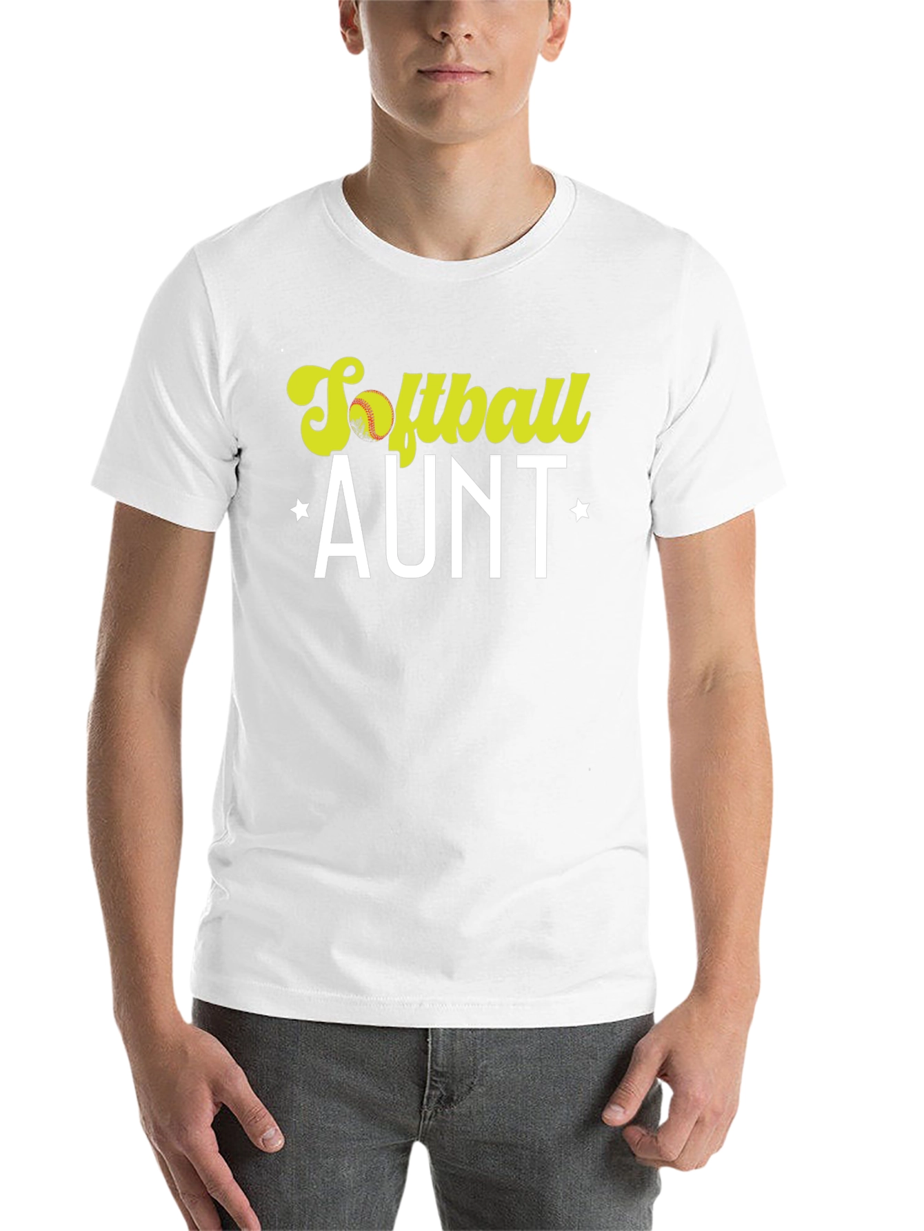 Black Softball Aunt T-Shirt - Black Cotton Tee view 14