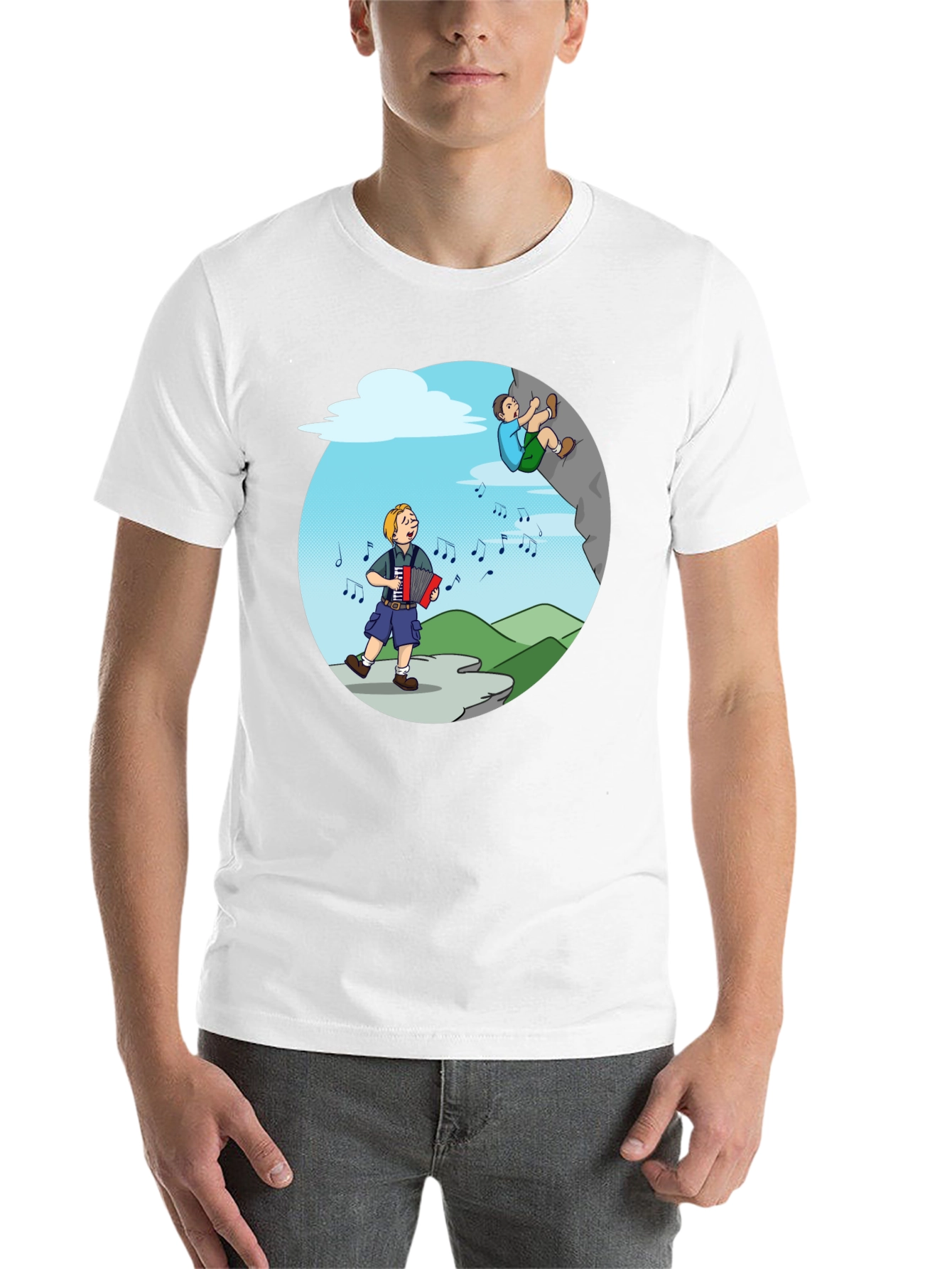 Black Accordion & Climbing T-Shirt - Musical Adventure Tee view 14