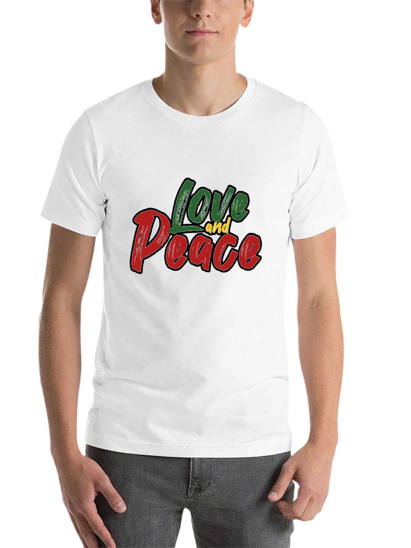 Black Love and Peace Graphic Black T-Shirt view 14