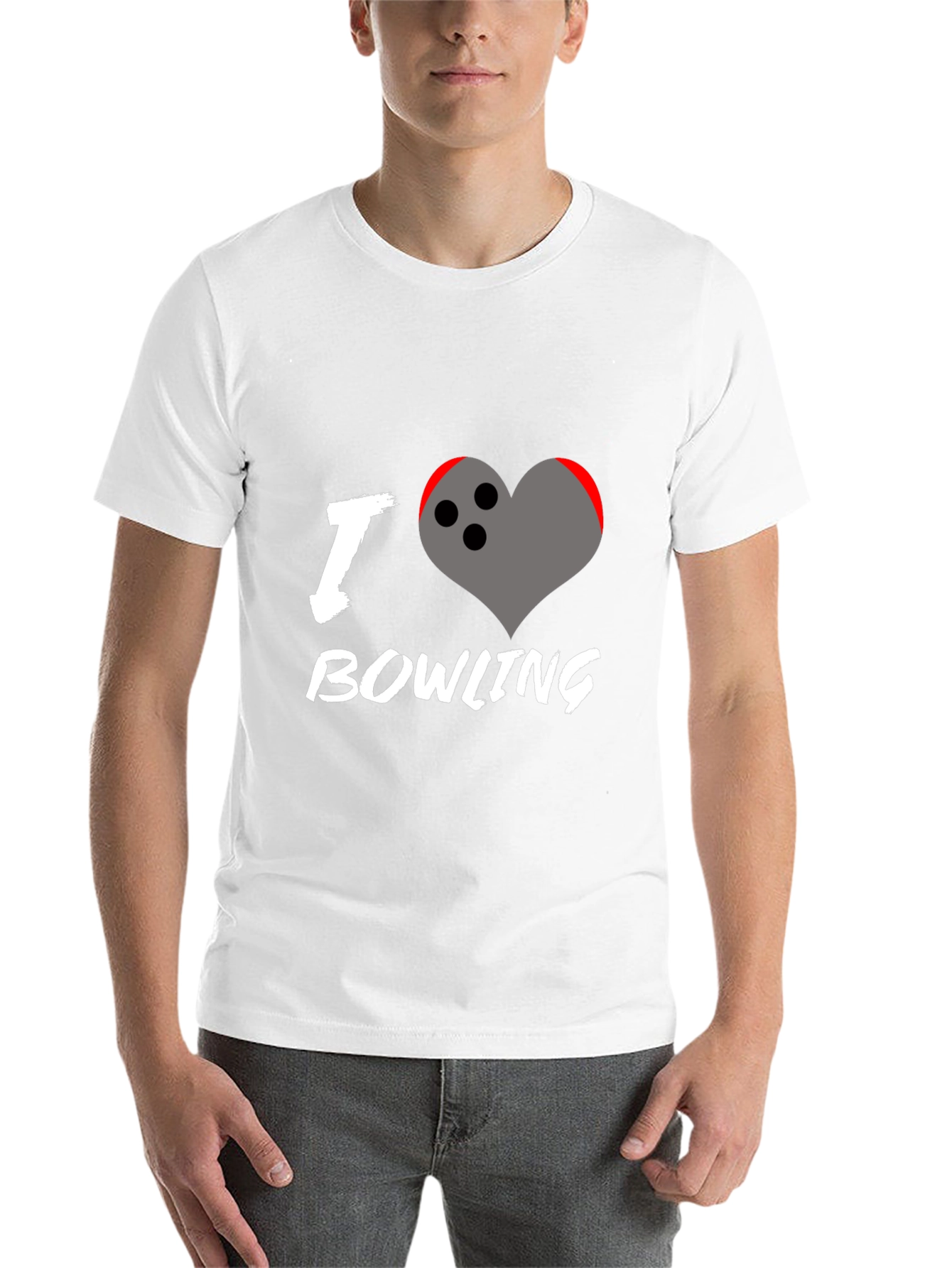 Black I Love Bowling T-Shirt - Heart Bowling Ball Graphic view 14