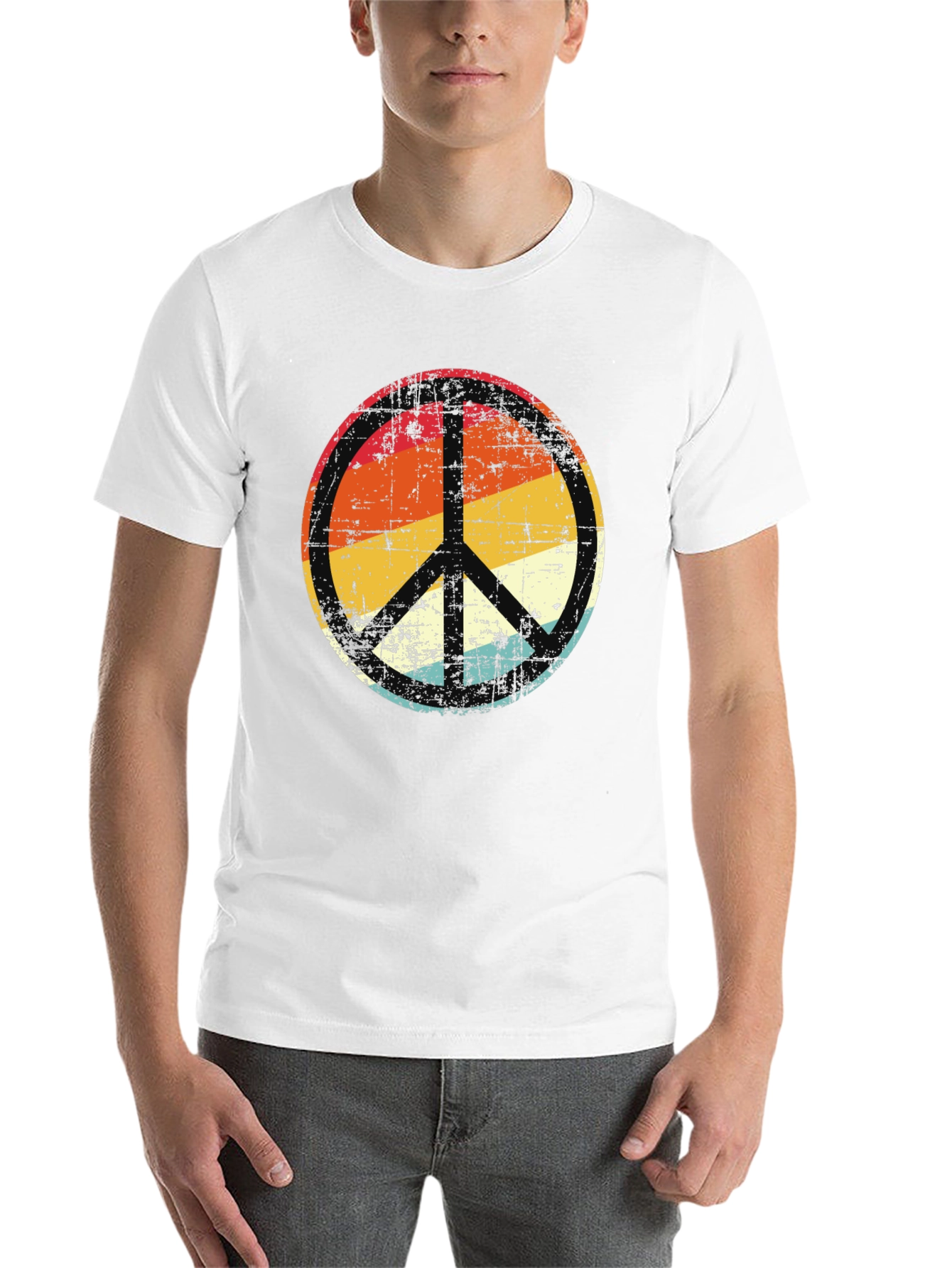 Black Retro Peace Sign Graphic Tee - Vintage Style view 14