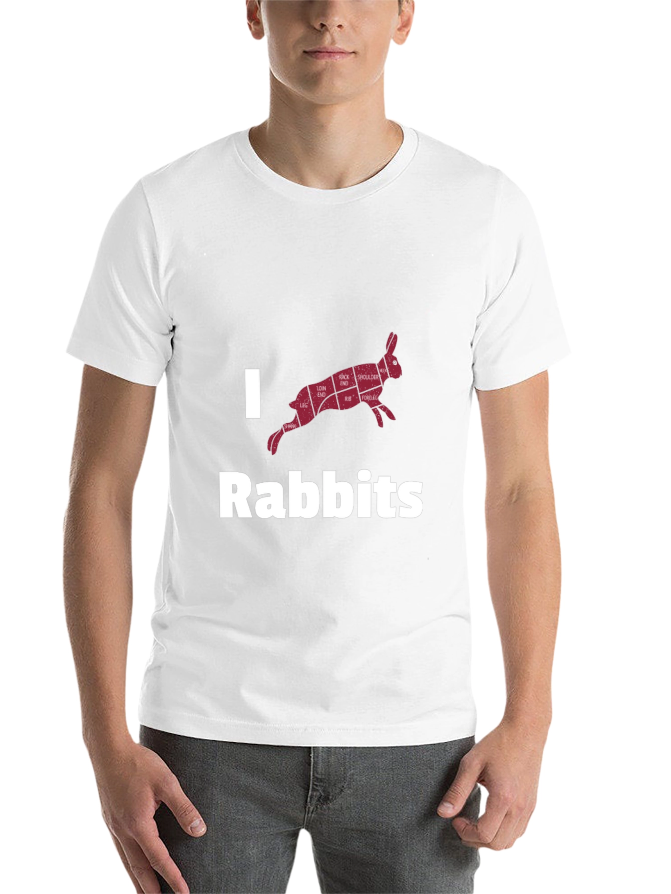 Black I Love Rabbits Butcher Cut T-Shirt view 14