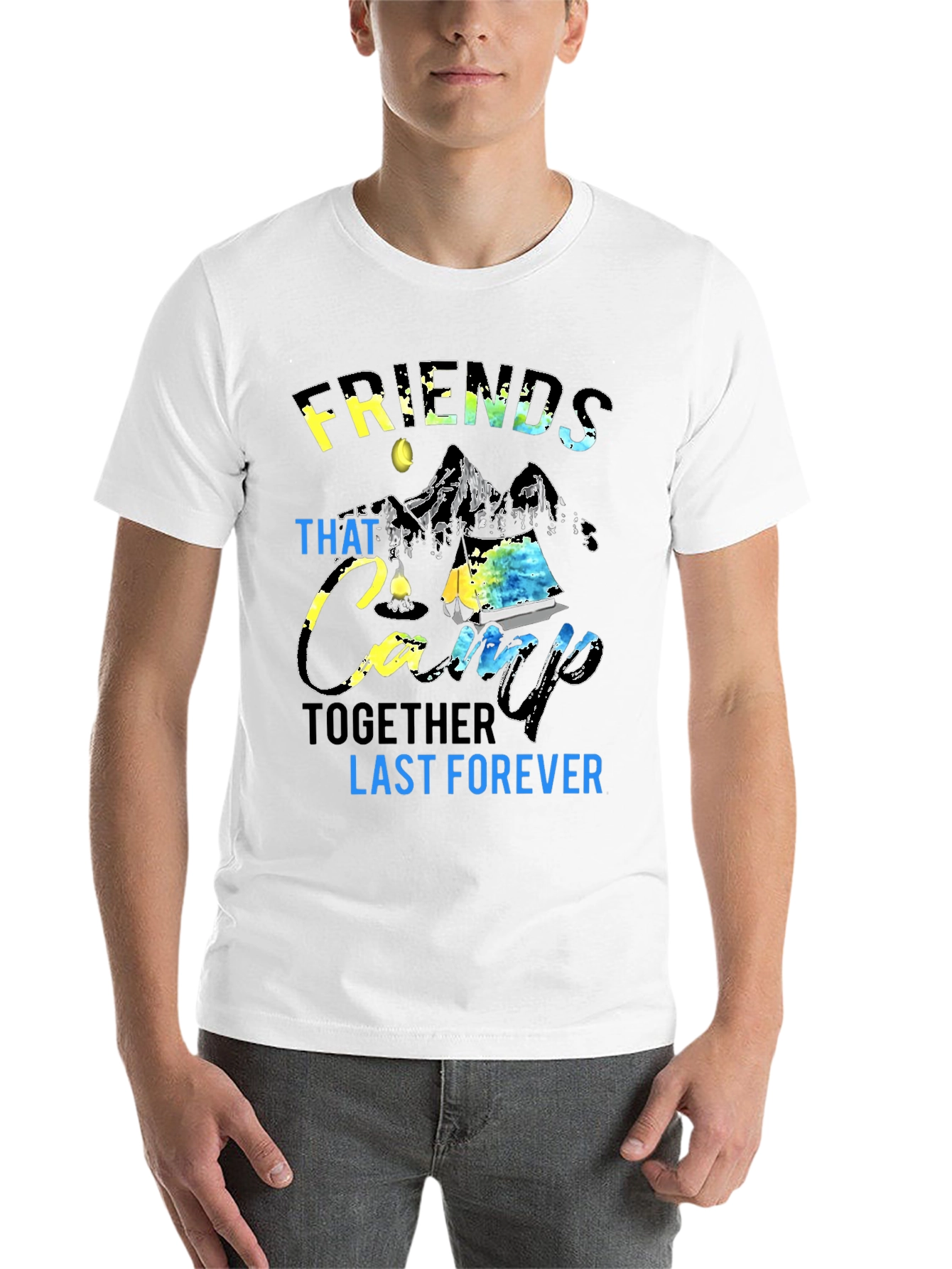 Black Friends That Camp Together Black Graphic T-Shirt view 14