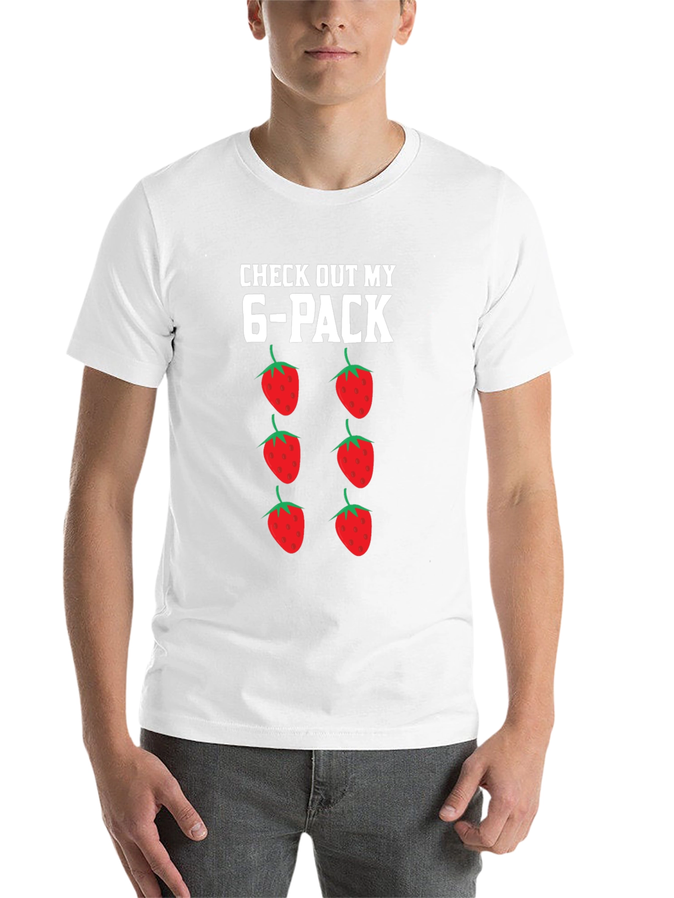 Black Funny Strawberry 6-Pack Graphic T-Shirt view 14