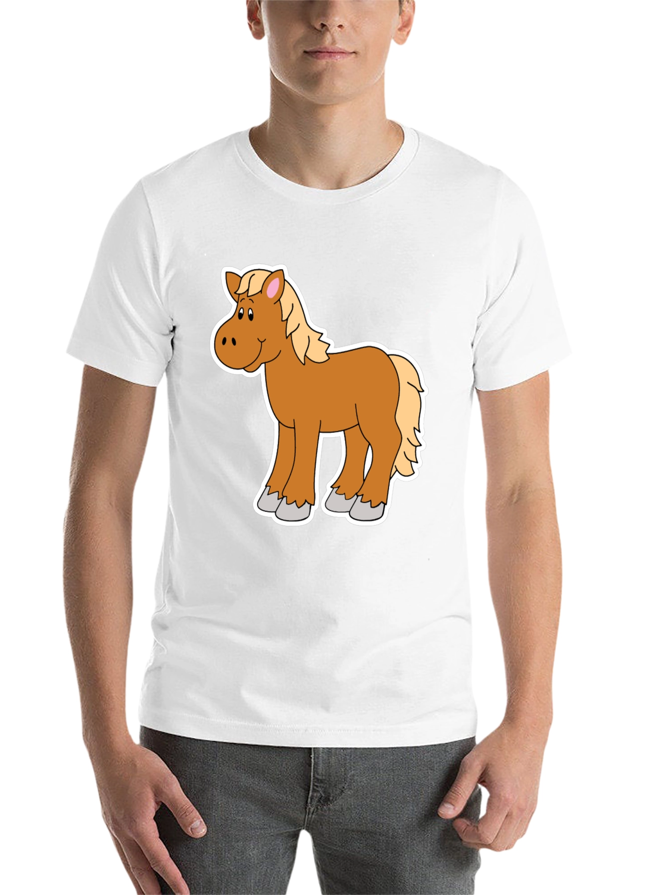 Black Cartoon Horse Graphic Tee - Black Unisex Shirt view 14