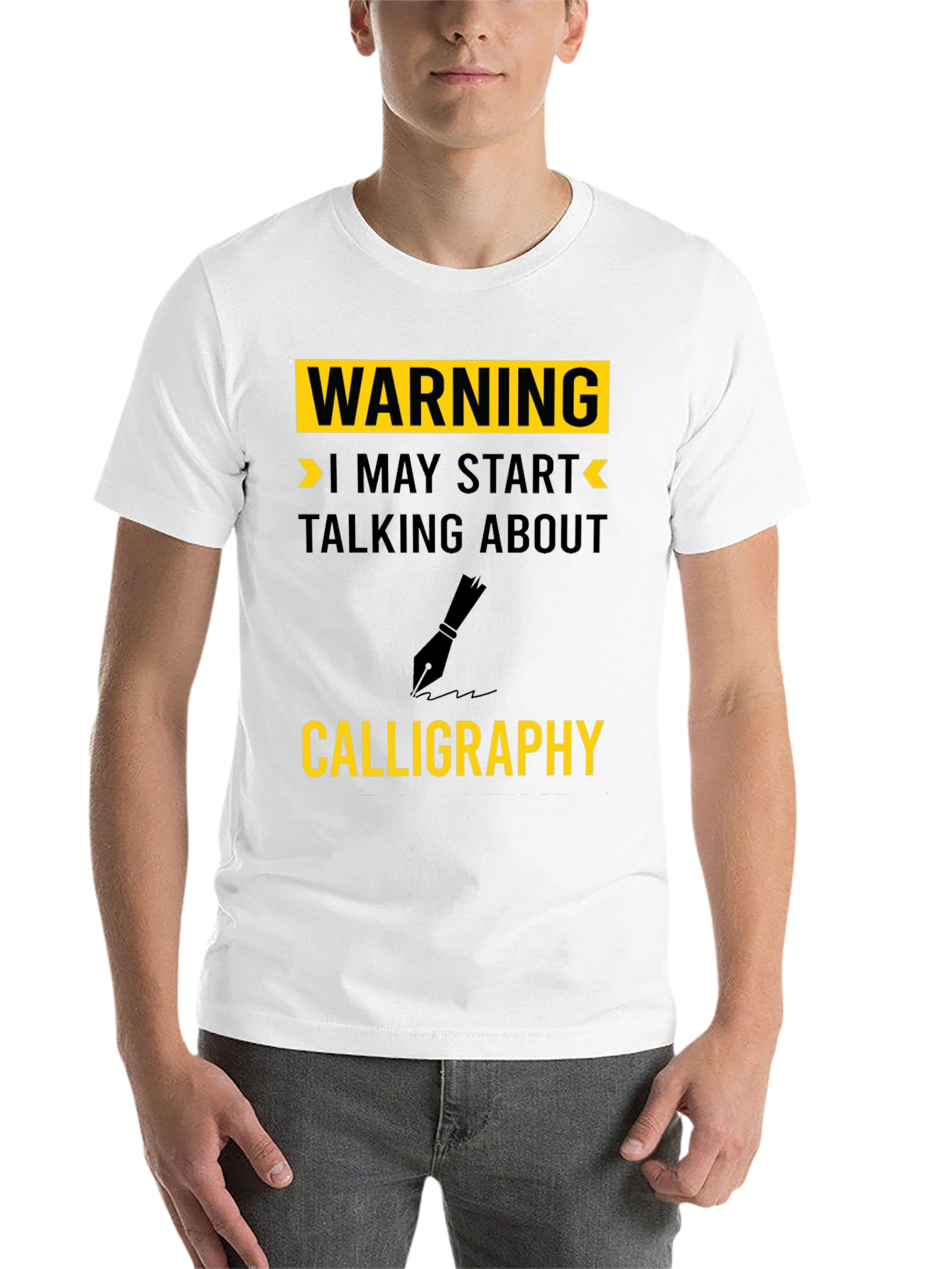 Black Warning Calligraphy T-Shirt - Art Lover's Gift view 14