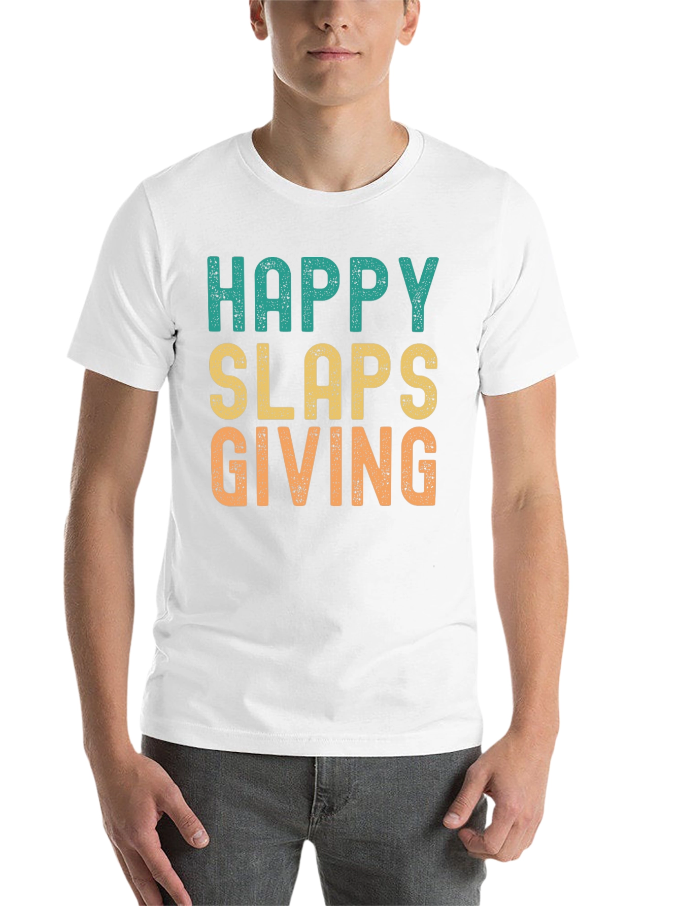Black Happy Slaps Giving T-Shirt - Novelty Graphic Tee view 14