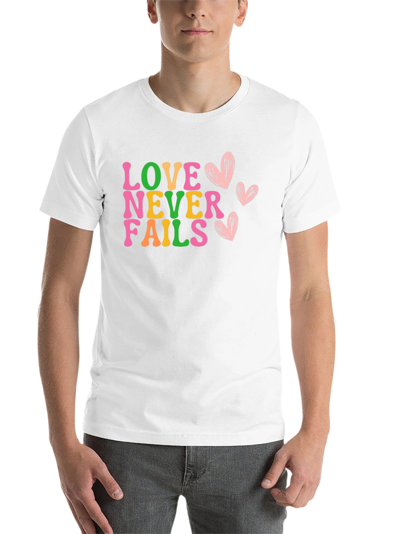 Black Love Never Fails Graphic Tee - Trendy Valentine's Shirt view 14
