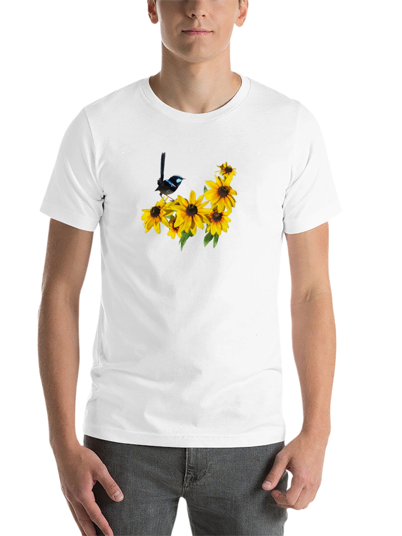Black Black Tee with Bird and Sunflower Graphic view 14