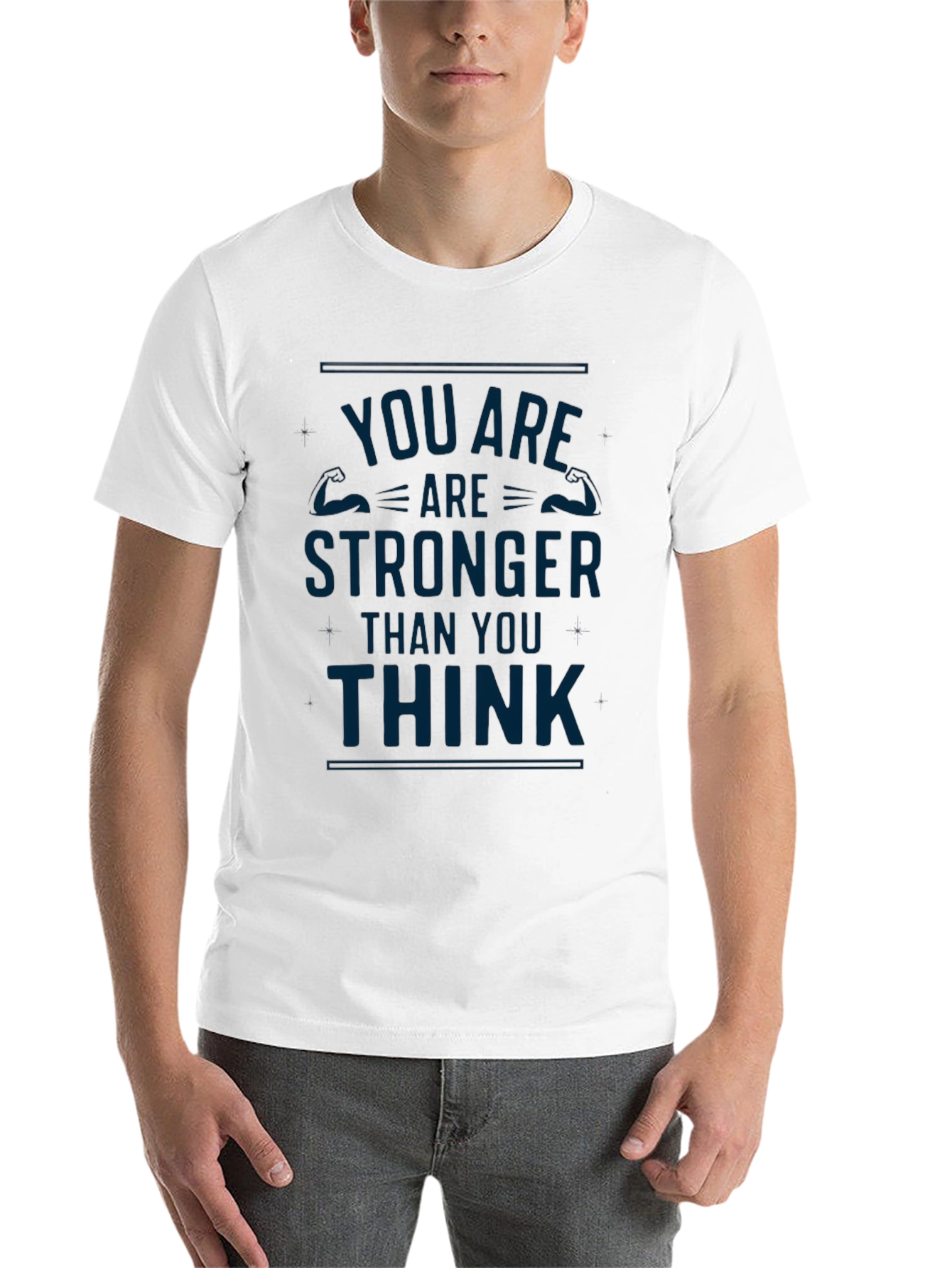 Black Motivational 'You Are Stronger Than You Think' Black T-Shirt view 14