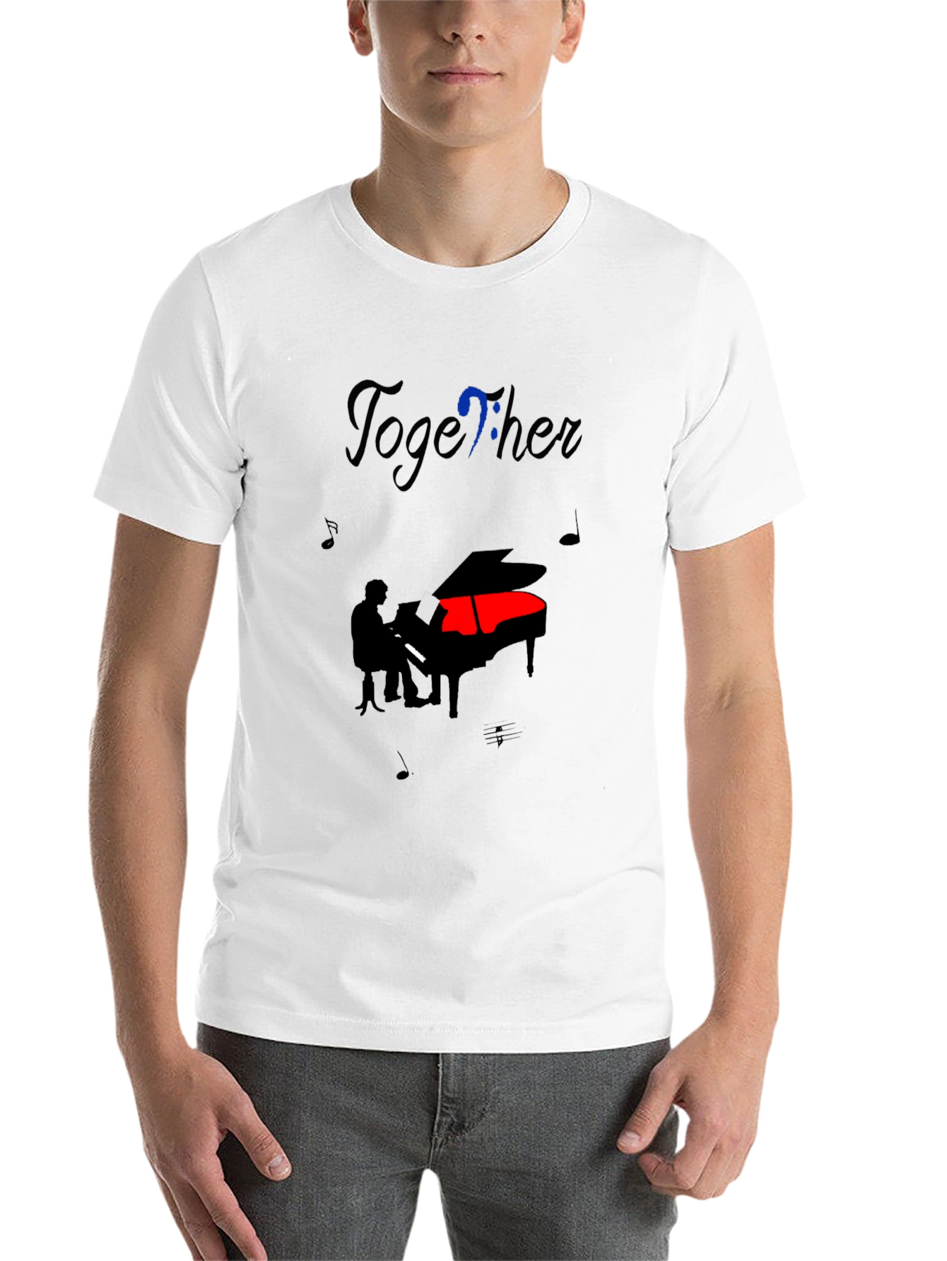 Black Musical Harmony Tee: Piano & Together Design view 14