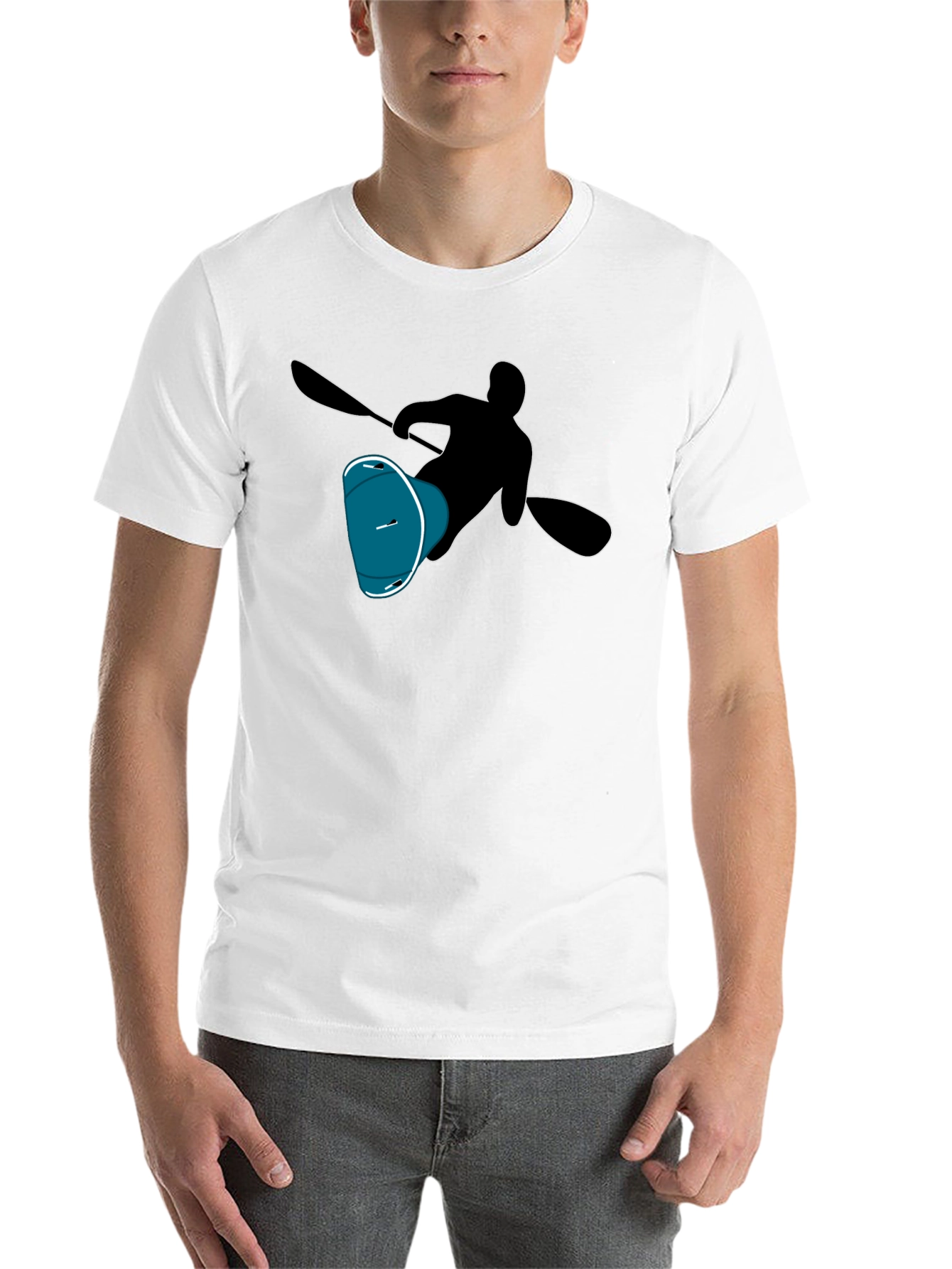 Black Kayaker Silhouette Tee - Black Cotton T-Shirt view 14