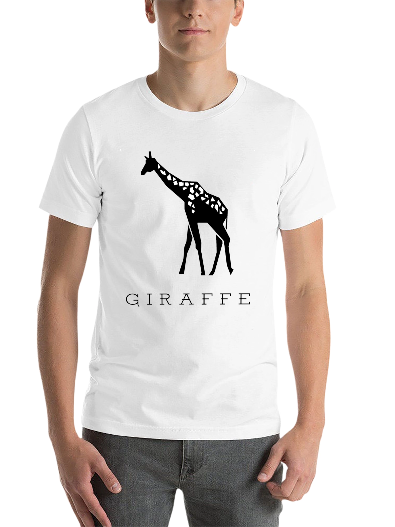 Black Giraffe Graphic Tee - Black Geometric Design view 14