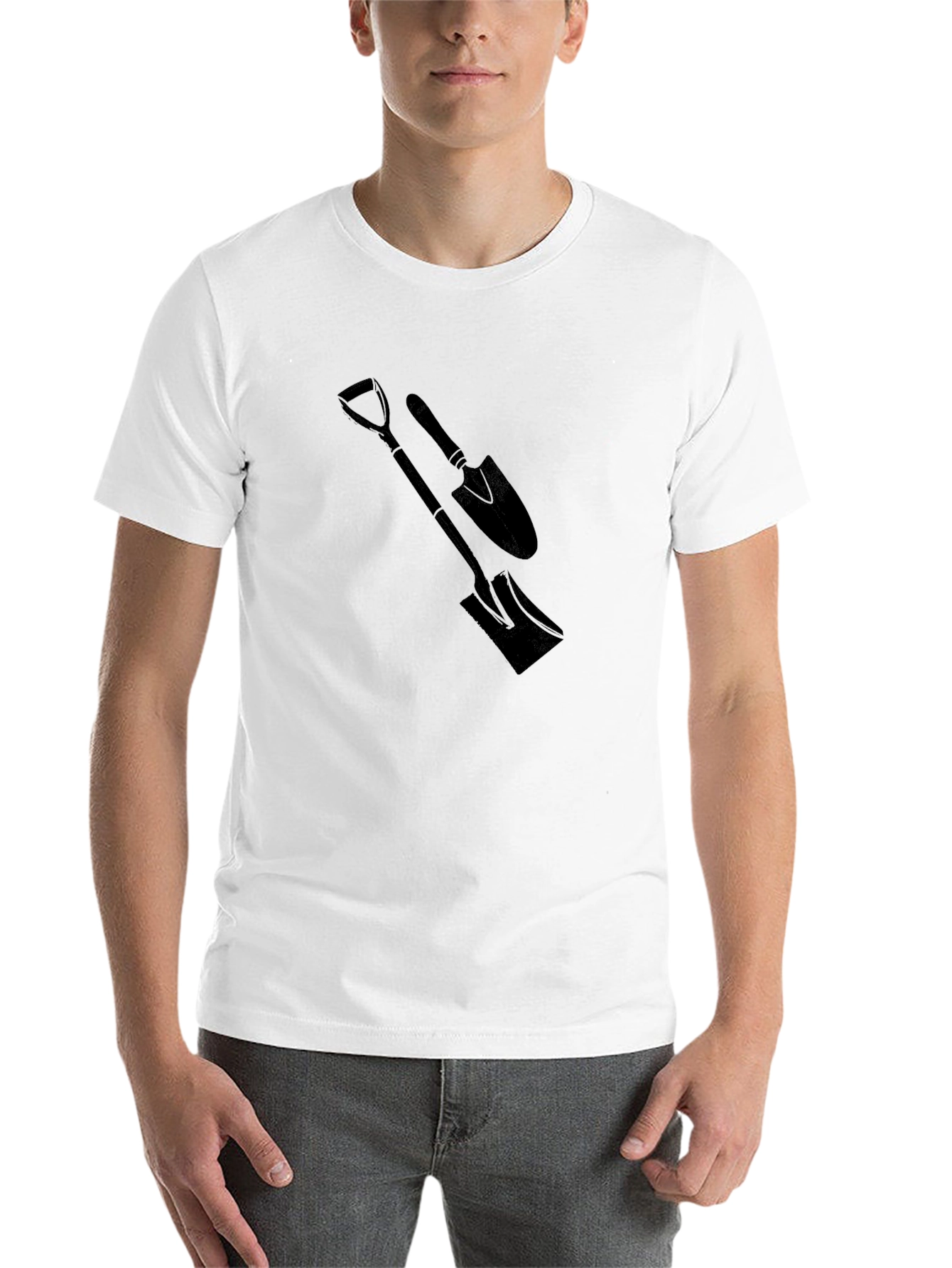 Black Men's Black T-Shirt with Spade Graphic view 14
