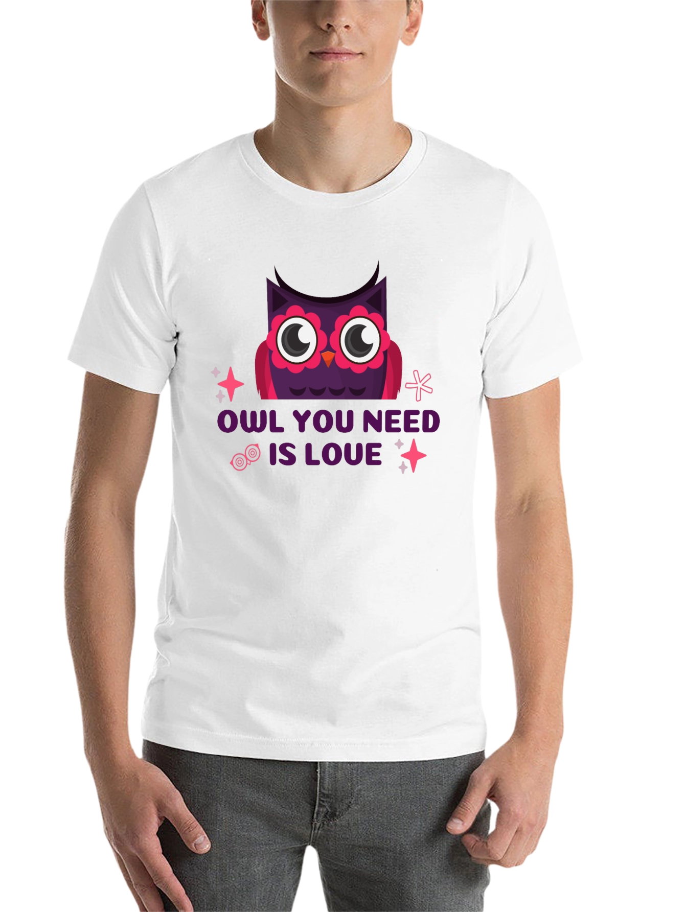 Black Owl You Need Is Love T-Shirt - Black Graphic Tee view 14