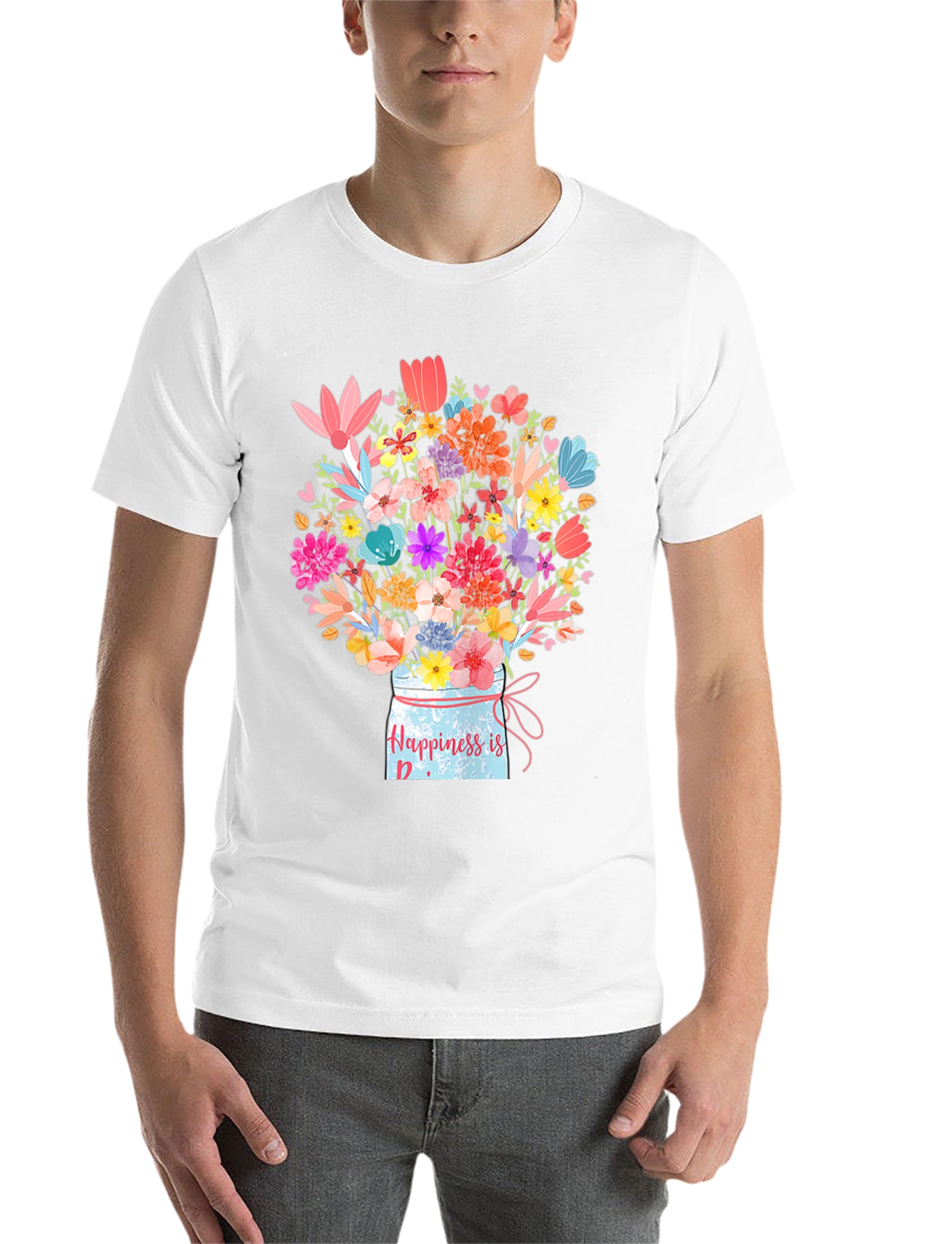 Black Floral Happiness Jar T-Shirt view 14