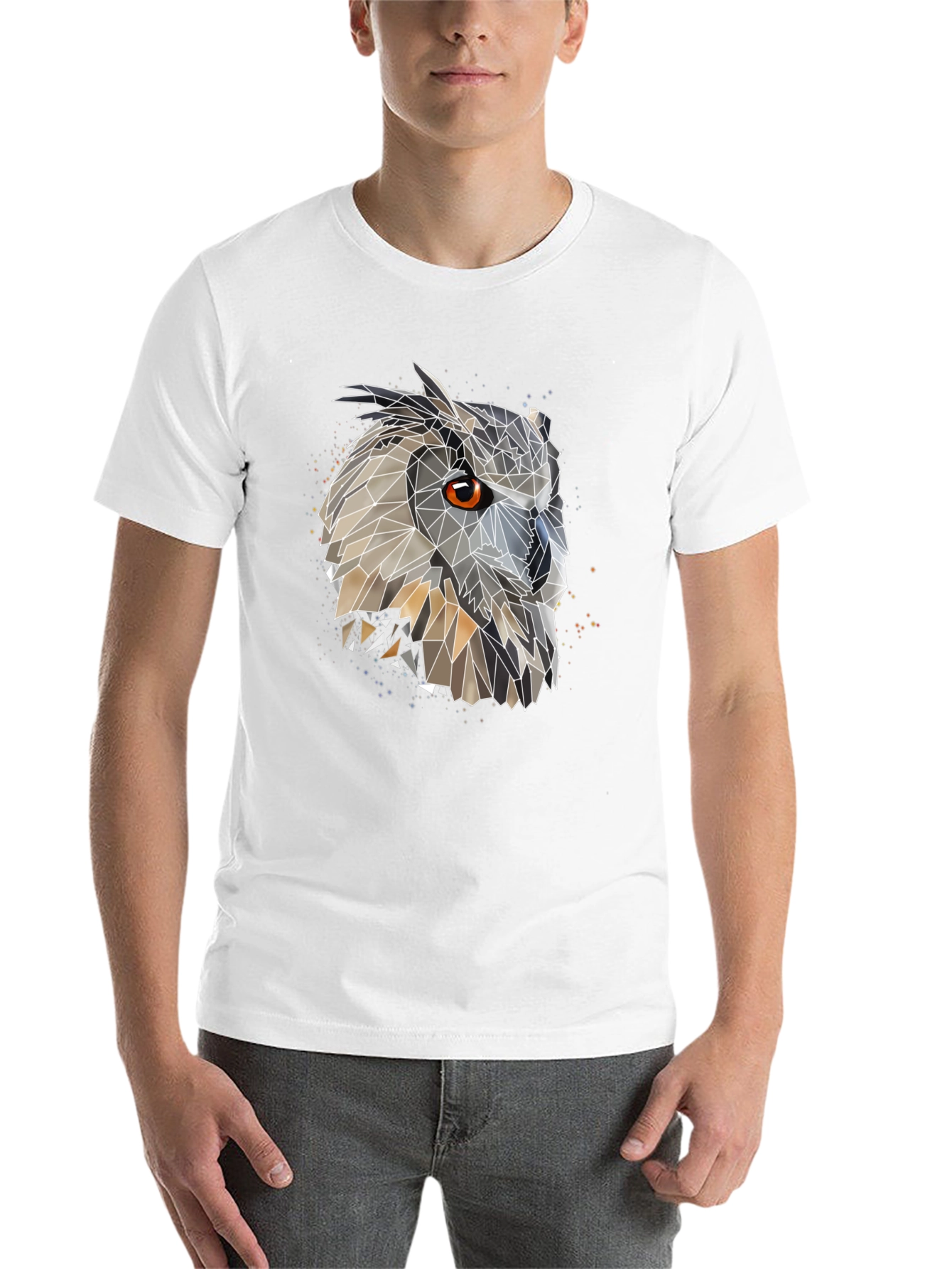 Black Geometric Owl Graphic Black T-Shirt view 14