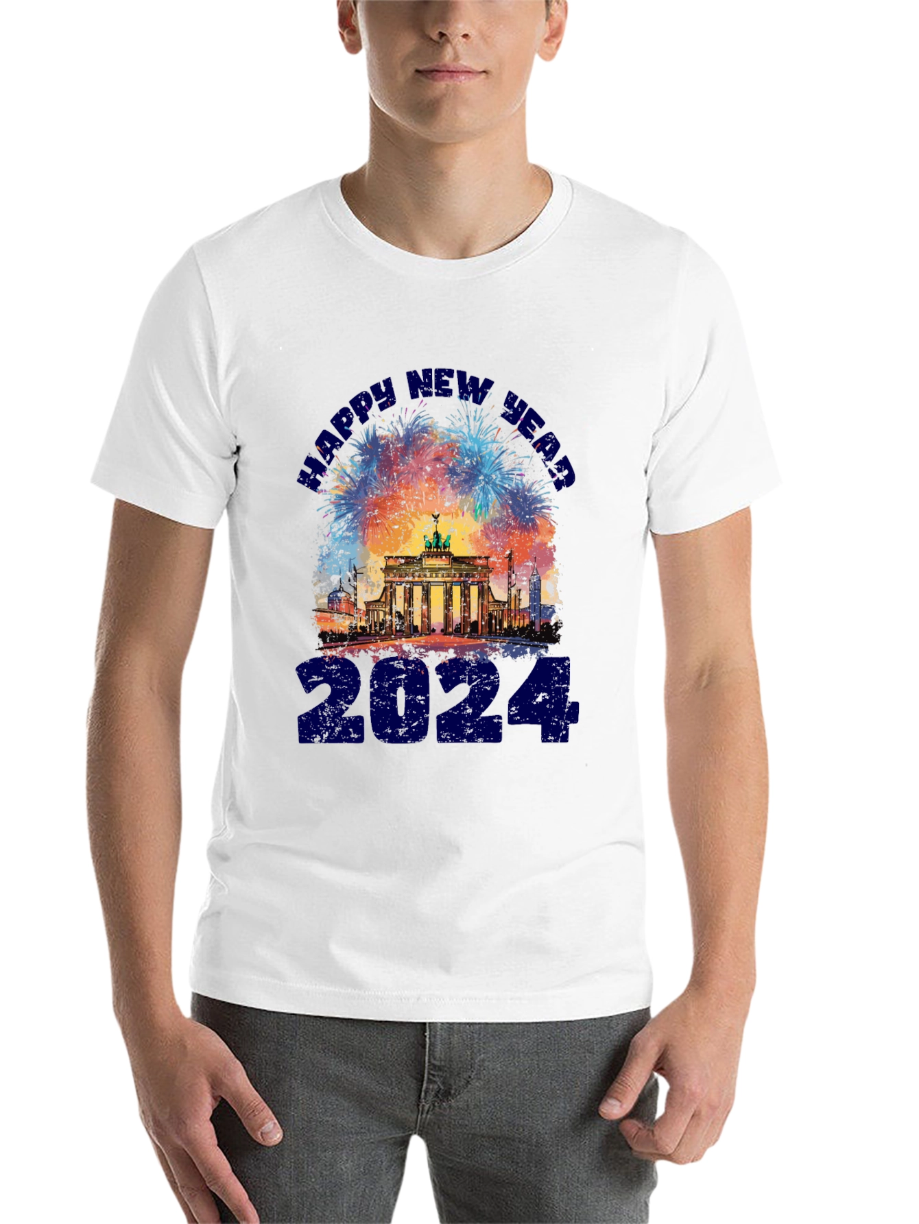 Black Happy New Year 2024 Berlin Fireworks T-Shirt view 14