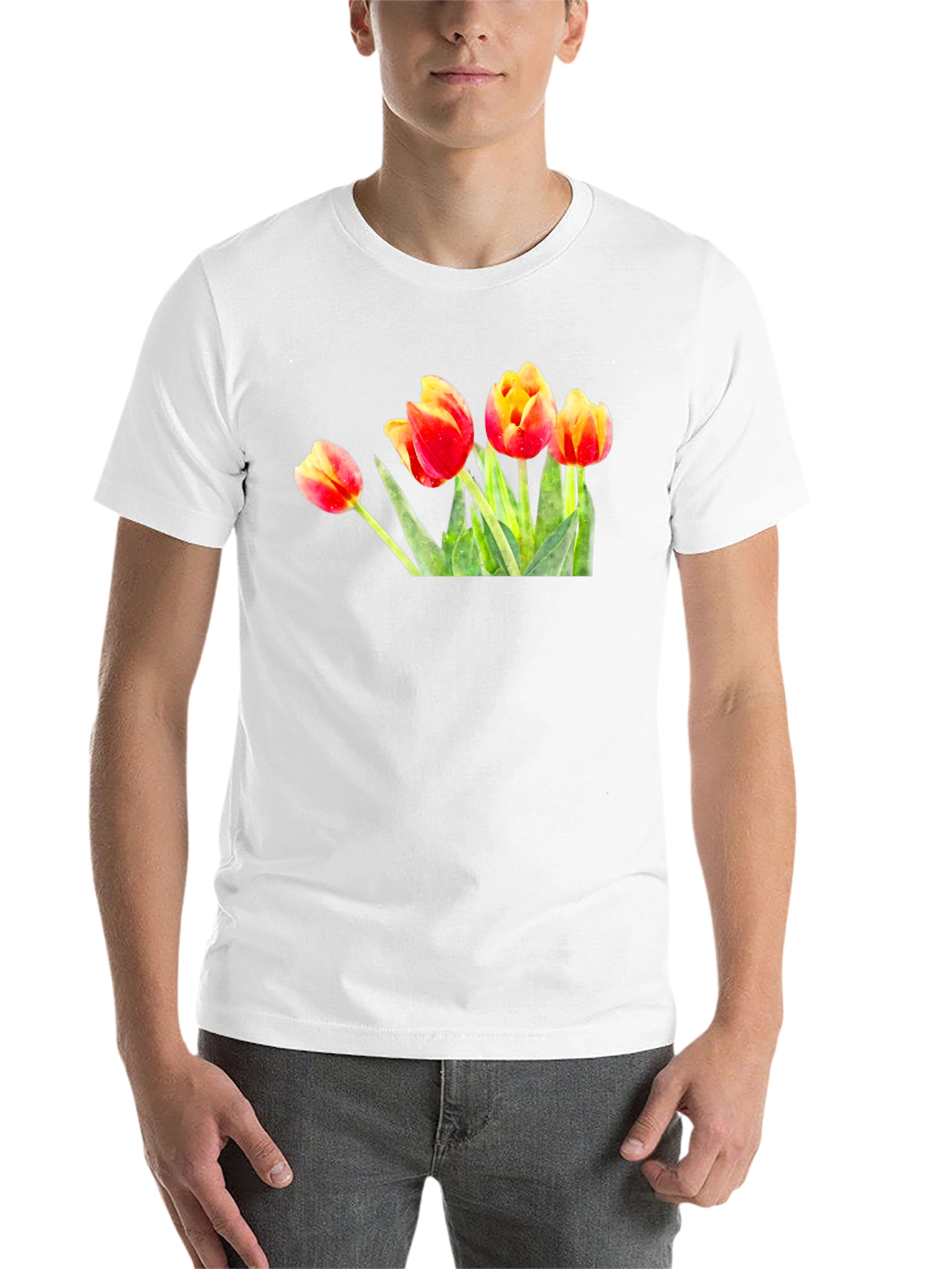Black Tulip Graphic Print Black T-Shirt view 14