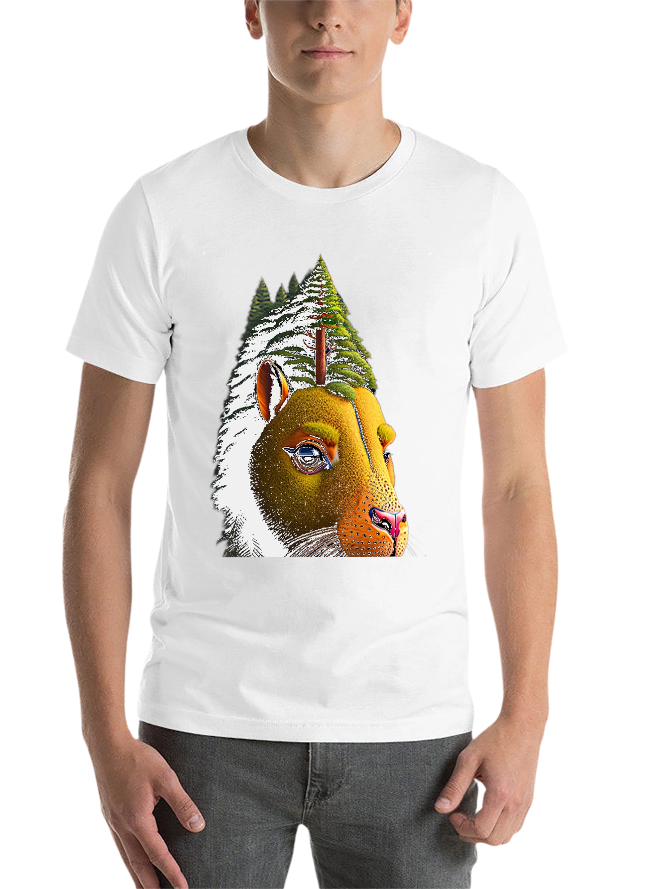 Black Pine Tree Bear T-Shirt - Unique Graphic Tee view 14