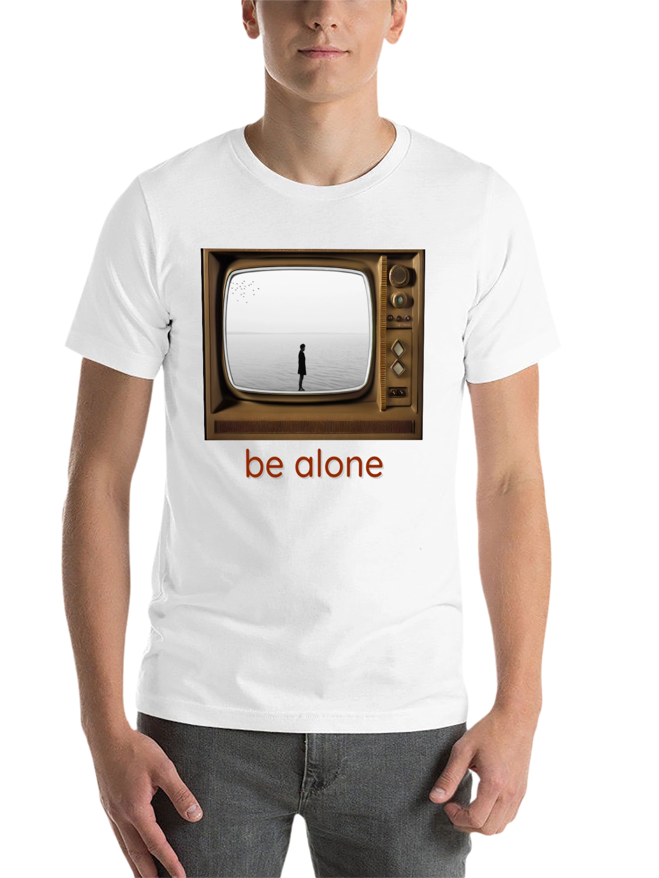 Black Retro TV Graphic Tee - Be Alone Comfort Fit view 14
