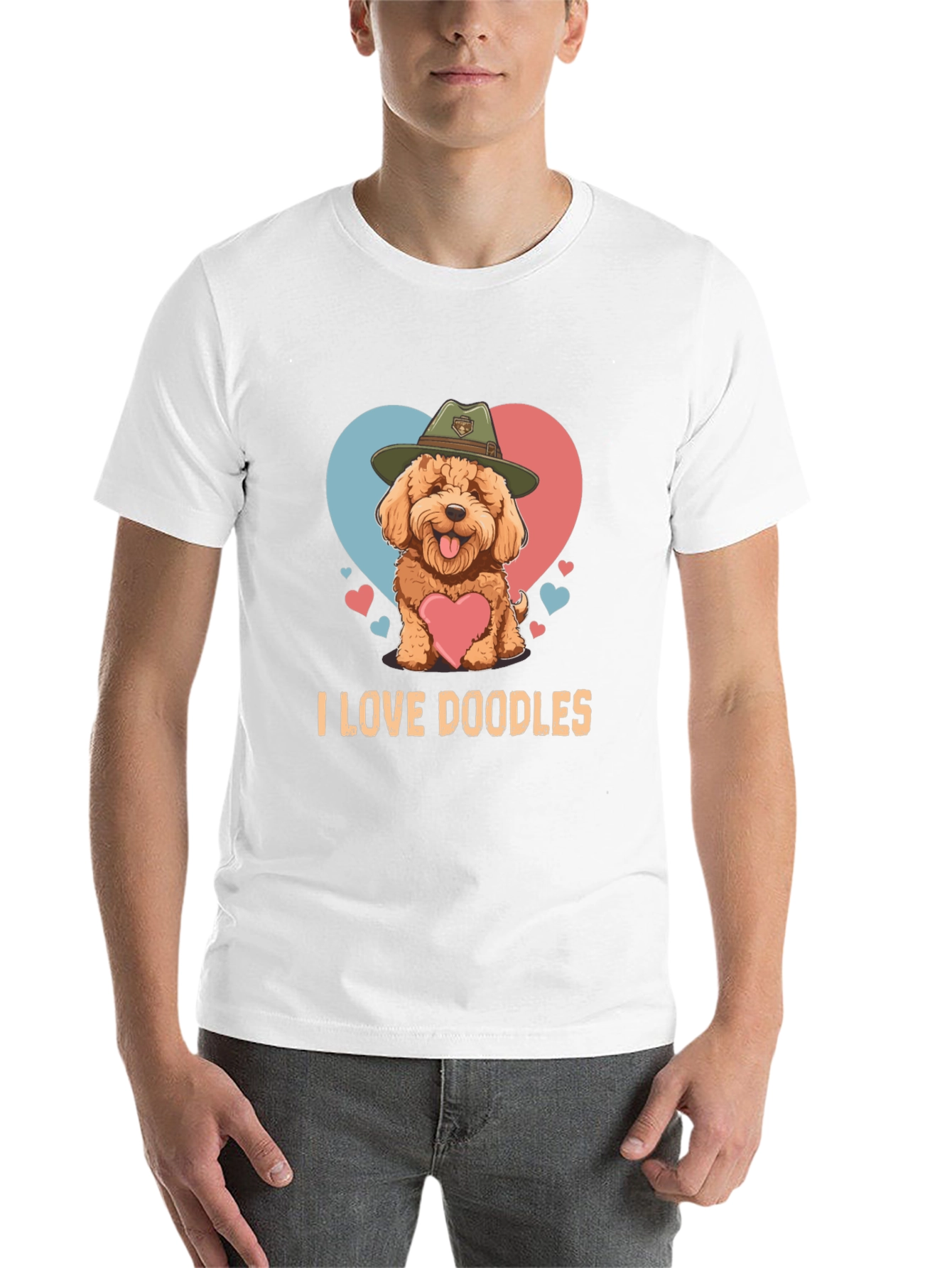 Black I Love Doodles T-Shirt - Cute Dog Design view 14