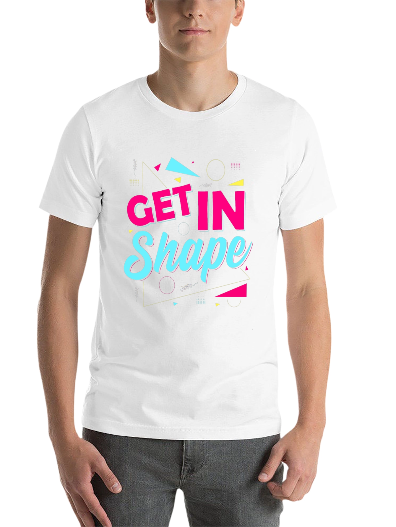 Black Get In Shape Graphic Tee - Retro Design Black Shirt view 14