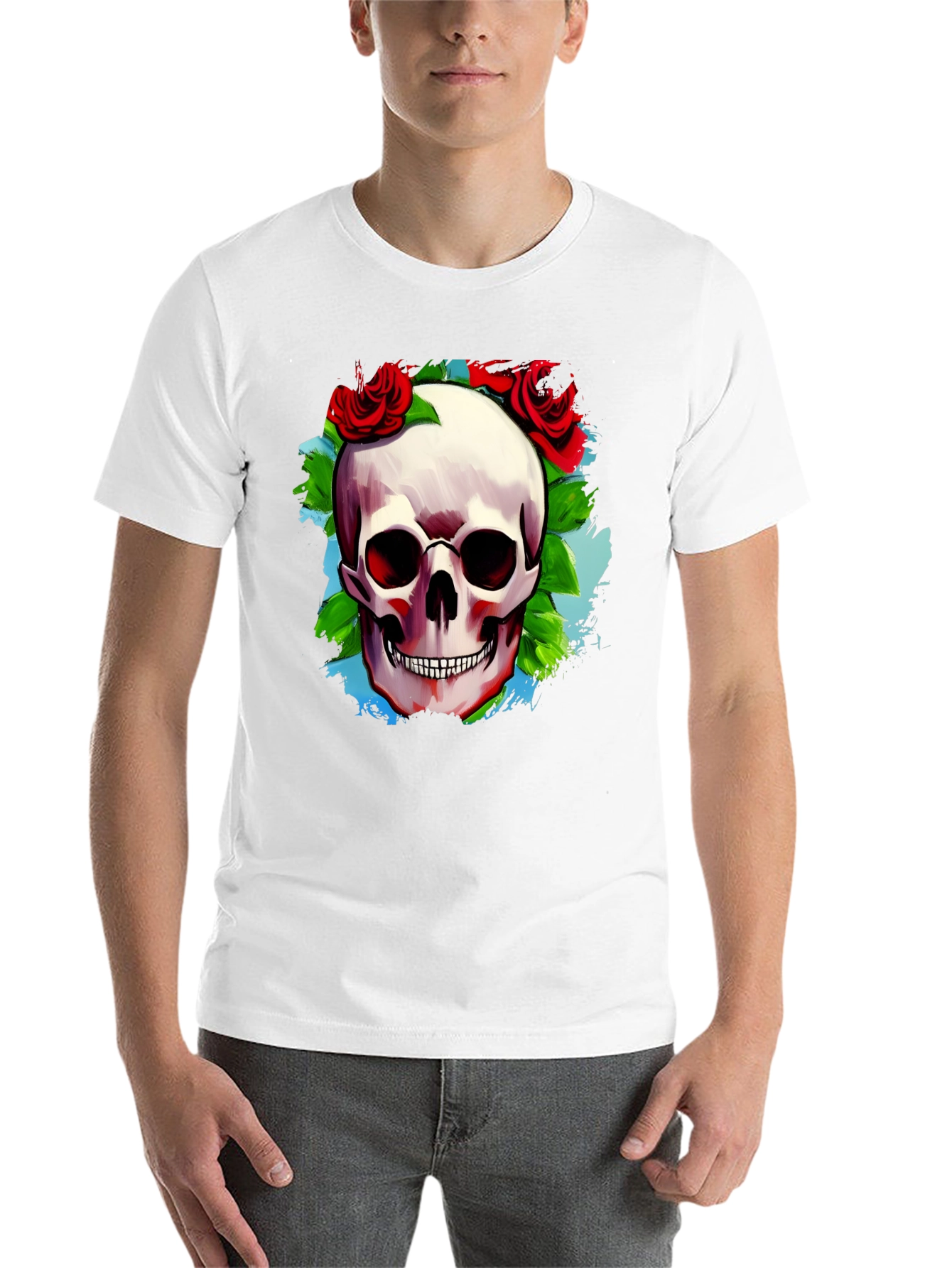 Black Skull & Roses Graphic T-Shirt view 14