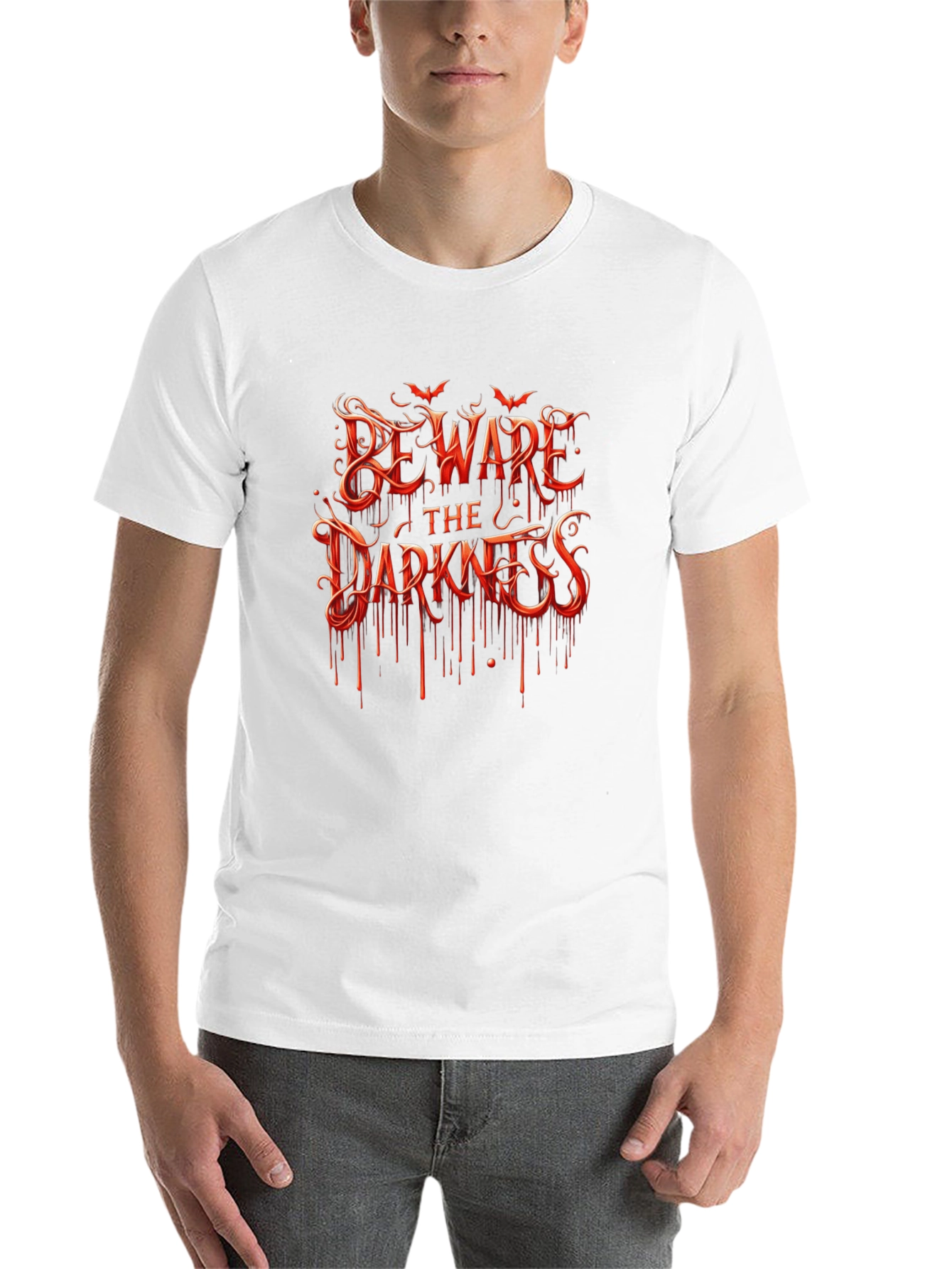 Black Beware the Darkness Graphic Tee - Halloween Style view 14