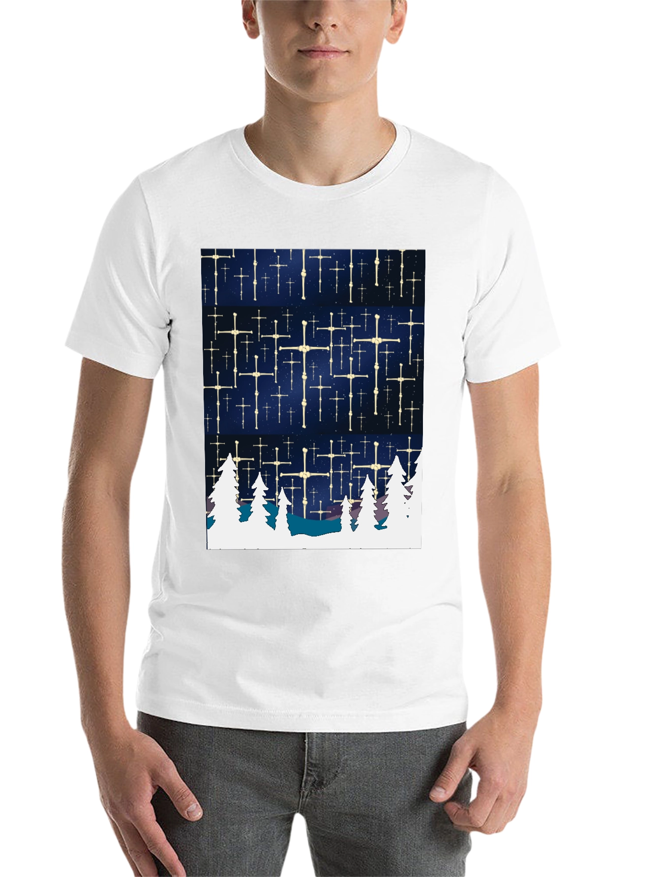 Black Winter Stars Tee - Unique Graphic T-Shirt view 14