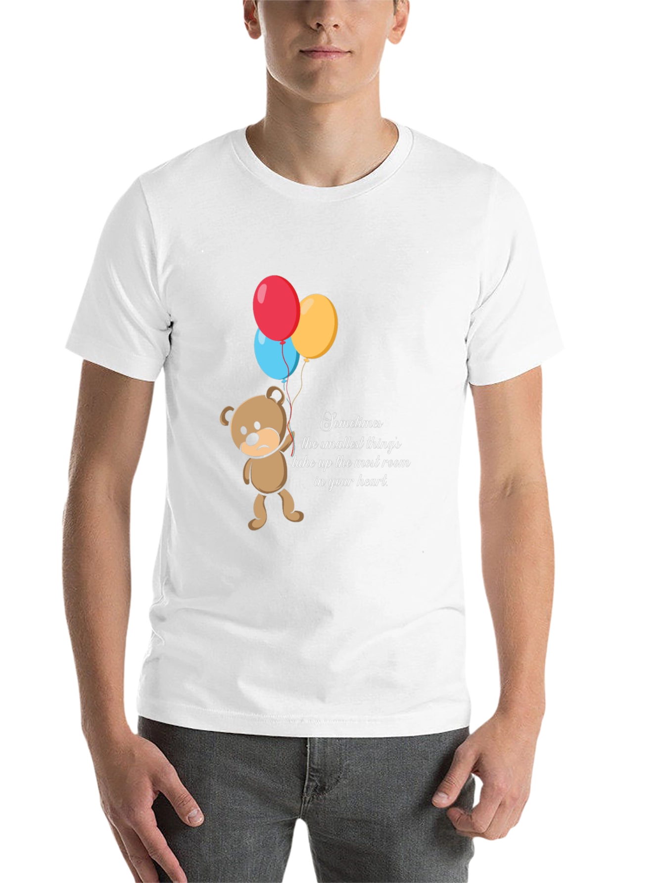 Black Sad Bear Balloons Graphic T-Shirt view 14