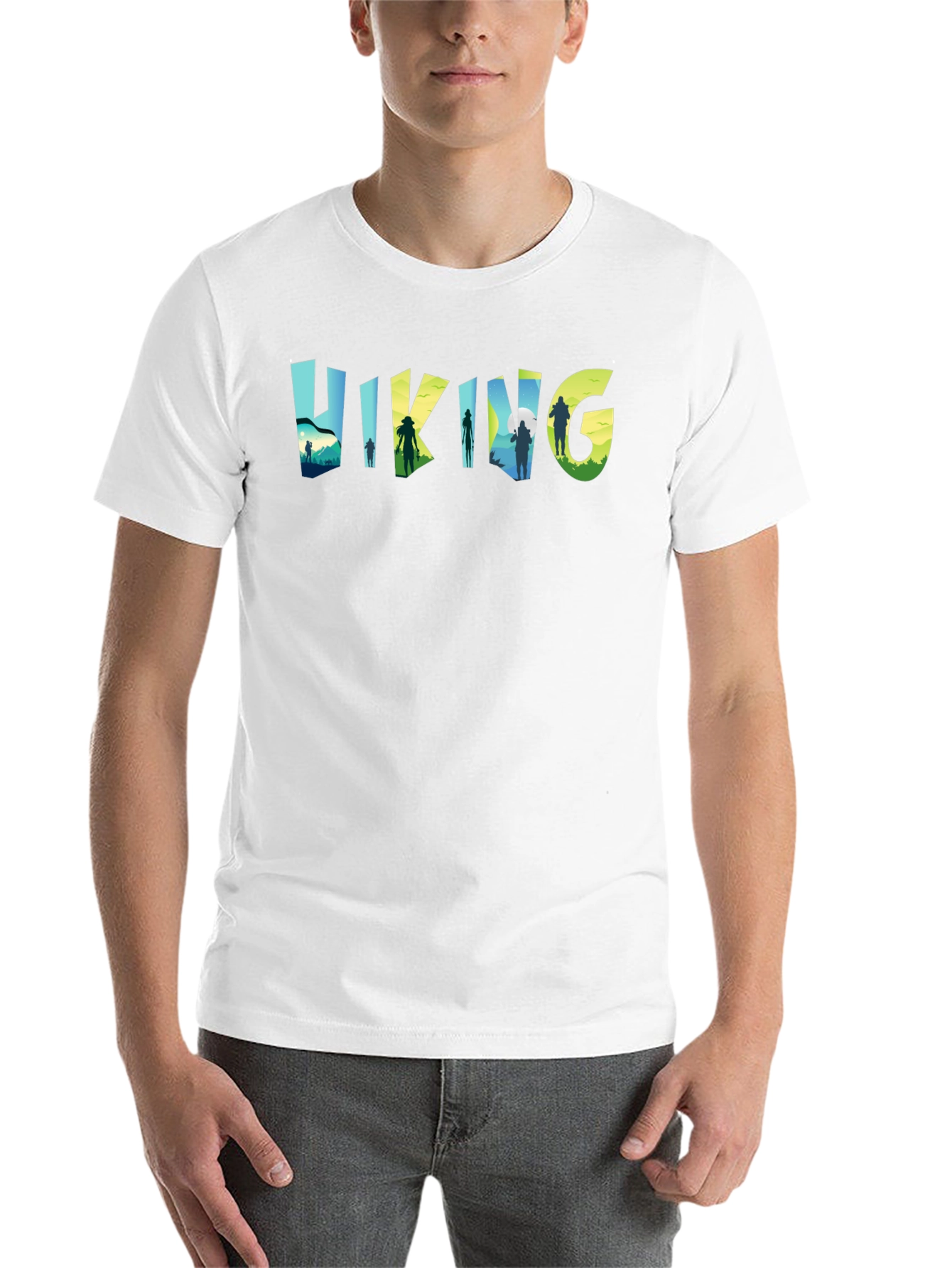 Black Hiking Adventure Tee - Nature Silhouette Design view 14