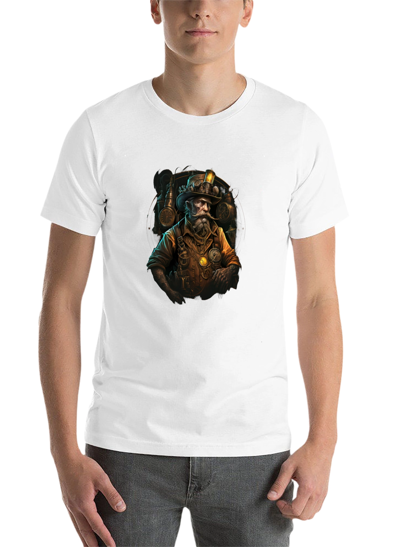 Black Steampunk Inventor Graphic Tee - Men's Black T-Shirt view 14