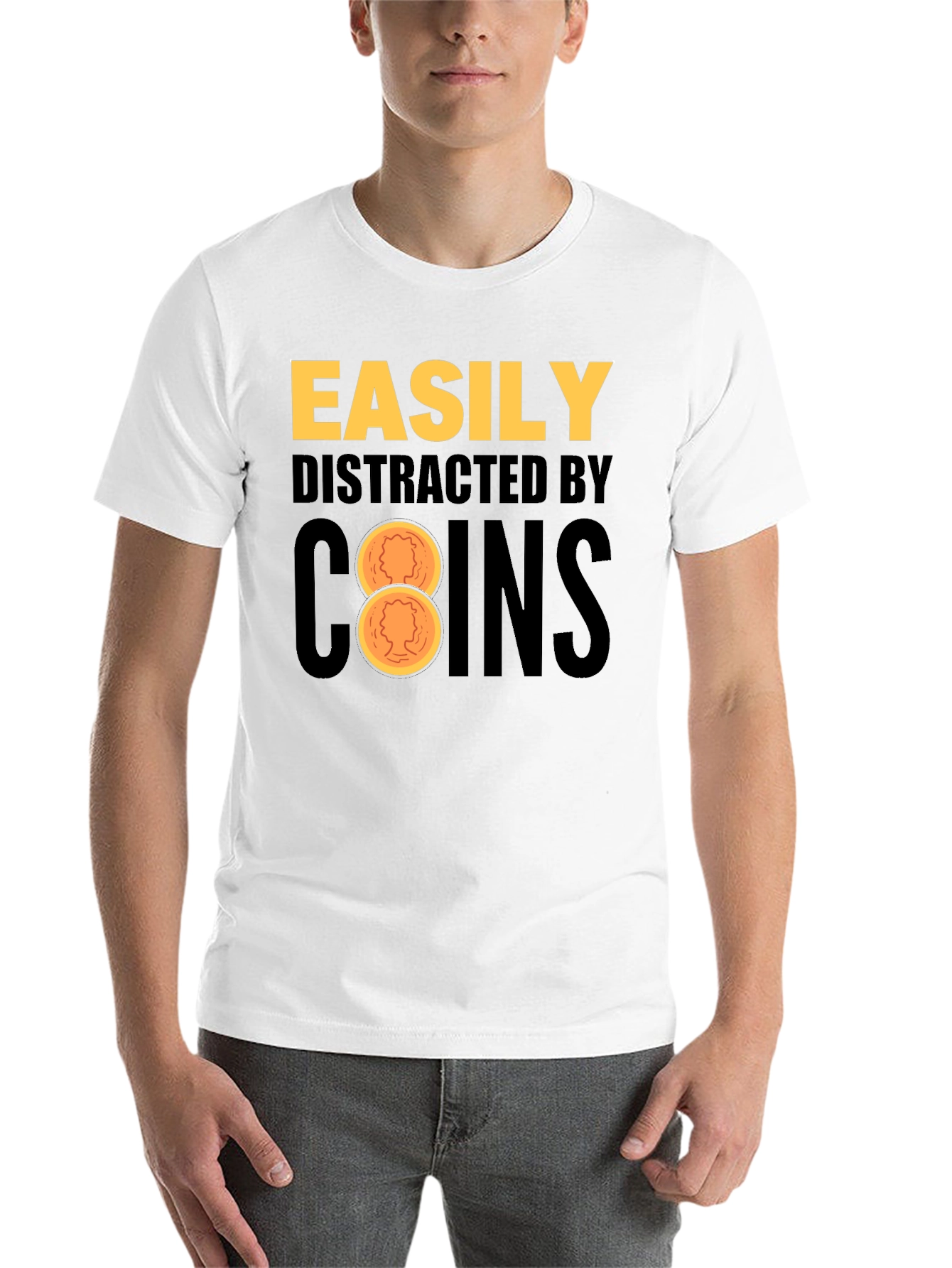 Black Easily Distracted By Coins Black T-Shirt view 14